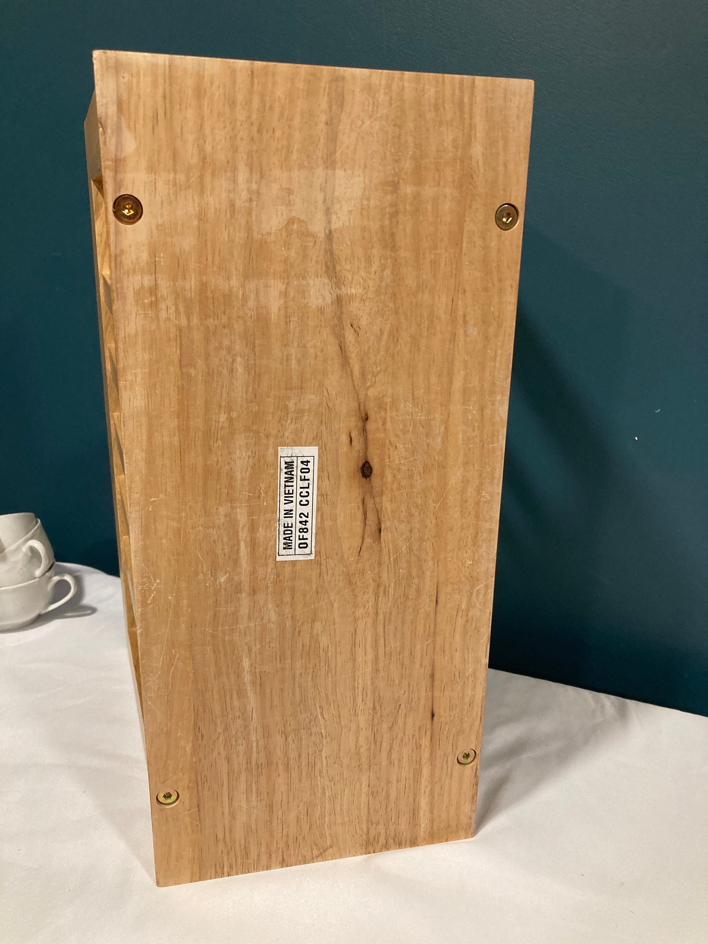 Vintage Solid Oak Blonde Wood Magazine Rack