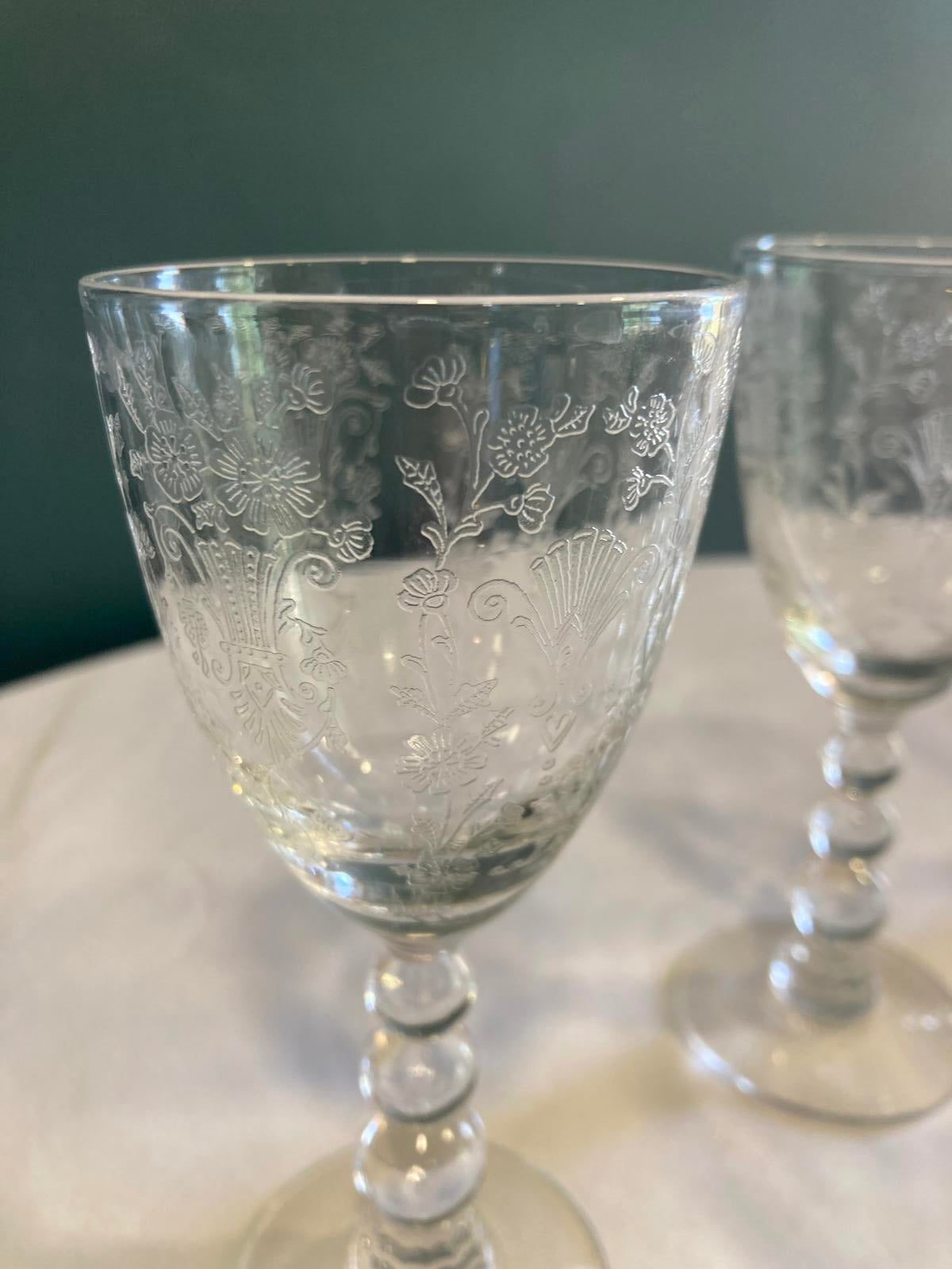 Vintage Duncan Miller First Love Etched Crystal Wine Glasses – Set of 6