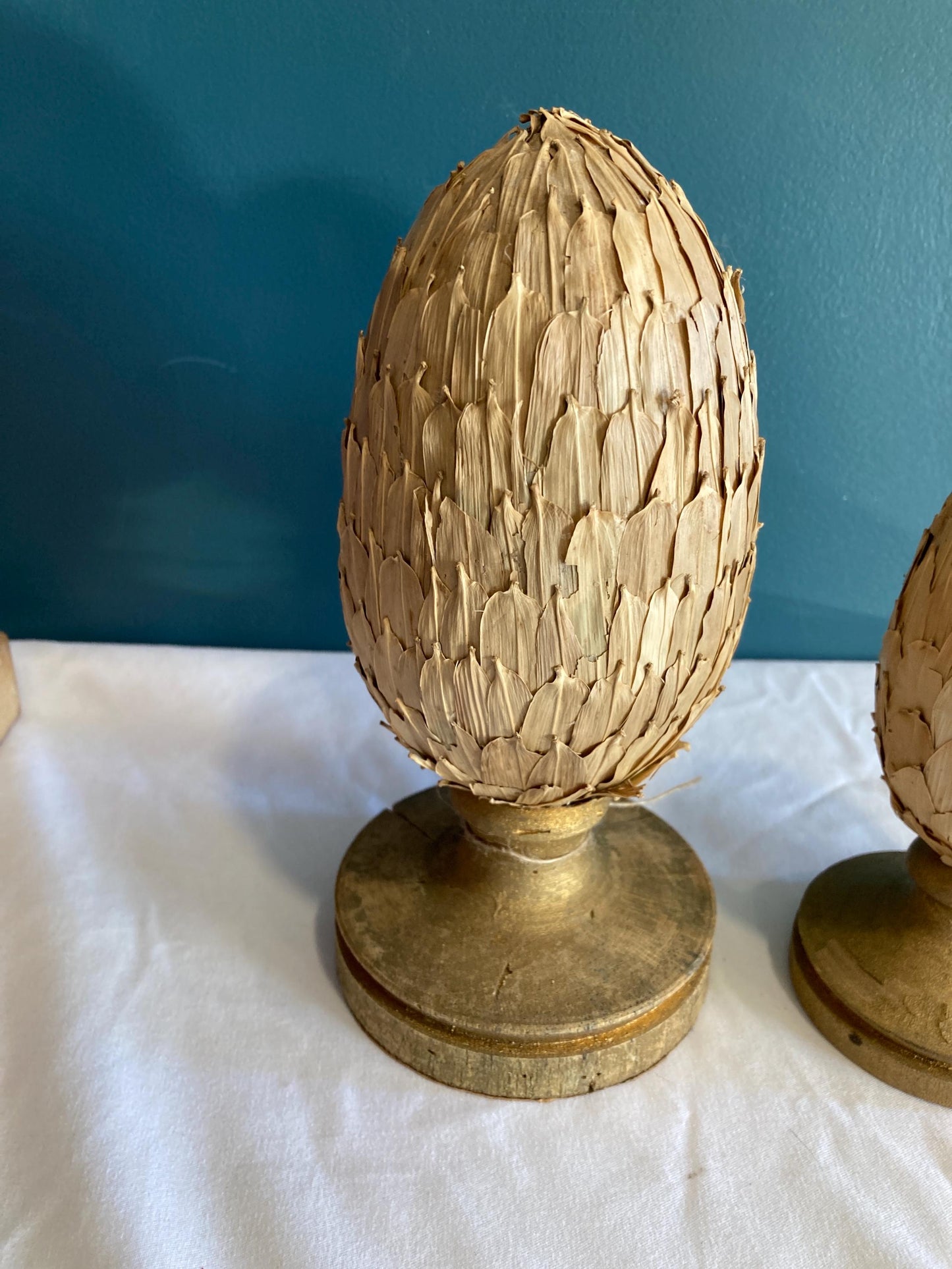 Vintage Wood and Paper Gold Artichokes, Set of 2