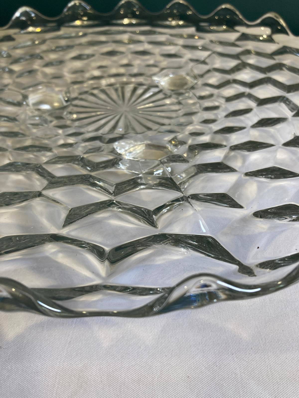 Vintage Fostoria Cubist Footed Platter