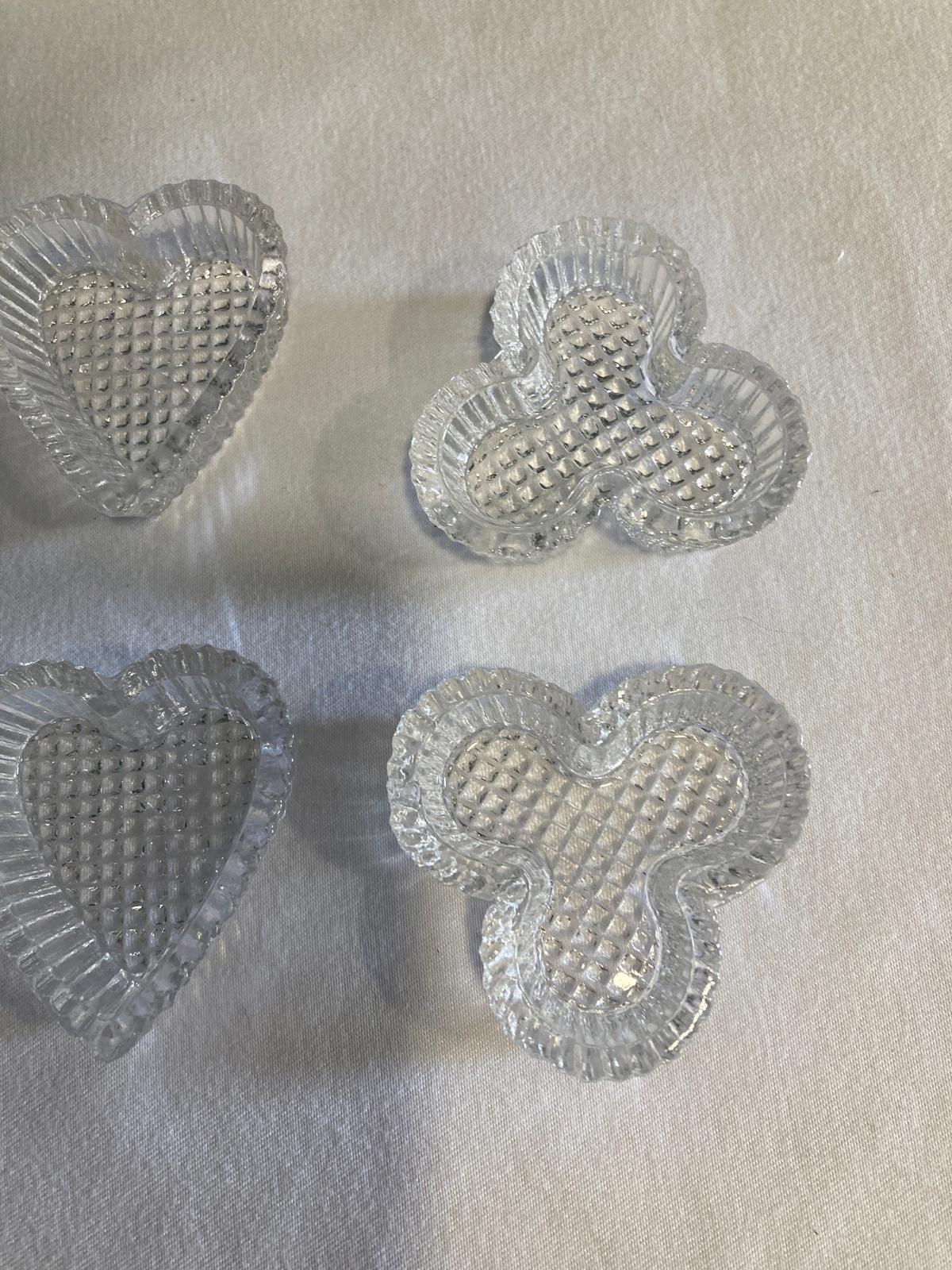 Antique Pressed Glass Assorted Shapes Salt Cellers - Heart, Star, Clover