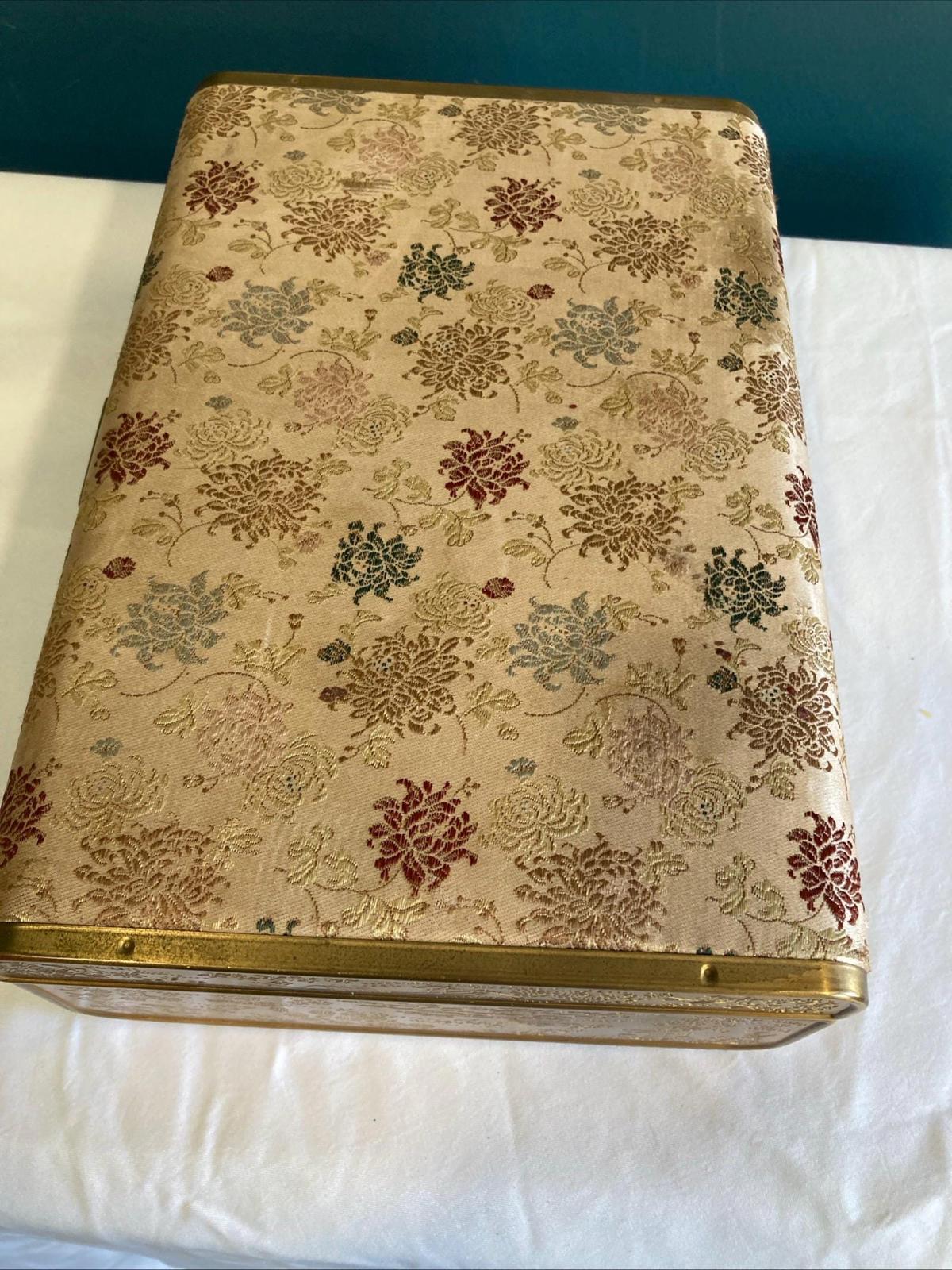 2-Tier Vintage Farrington Jewelry Box | Silk Floral Exterior & Embossed Gold Sides | Vintage Finds