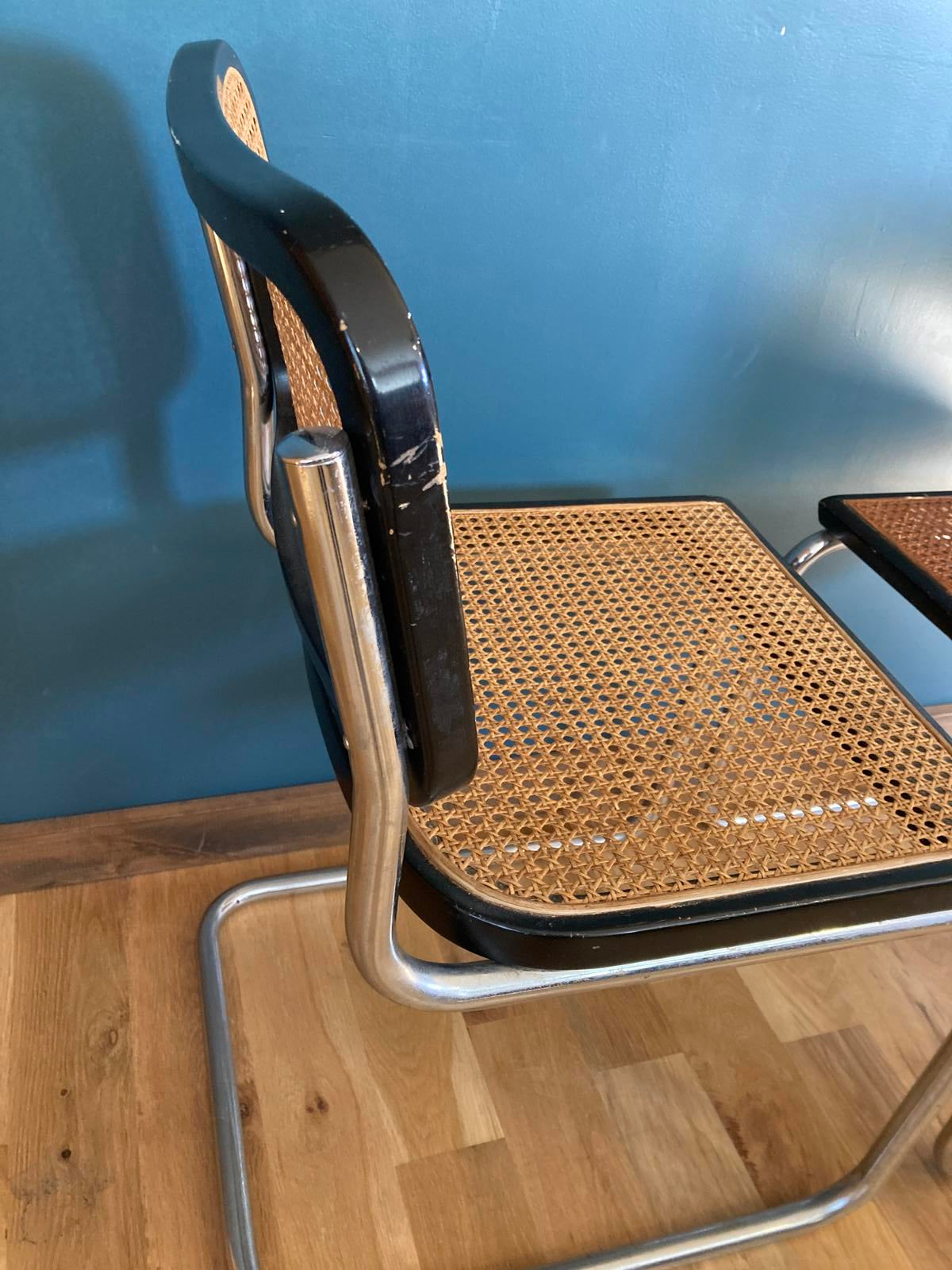 Pair of Mid-Century Modern Chrome & Cane Cantilever Dining Chairs –Vintage Finds