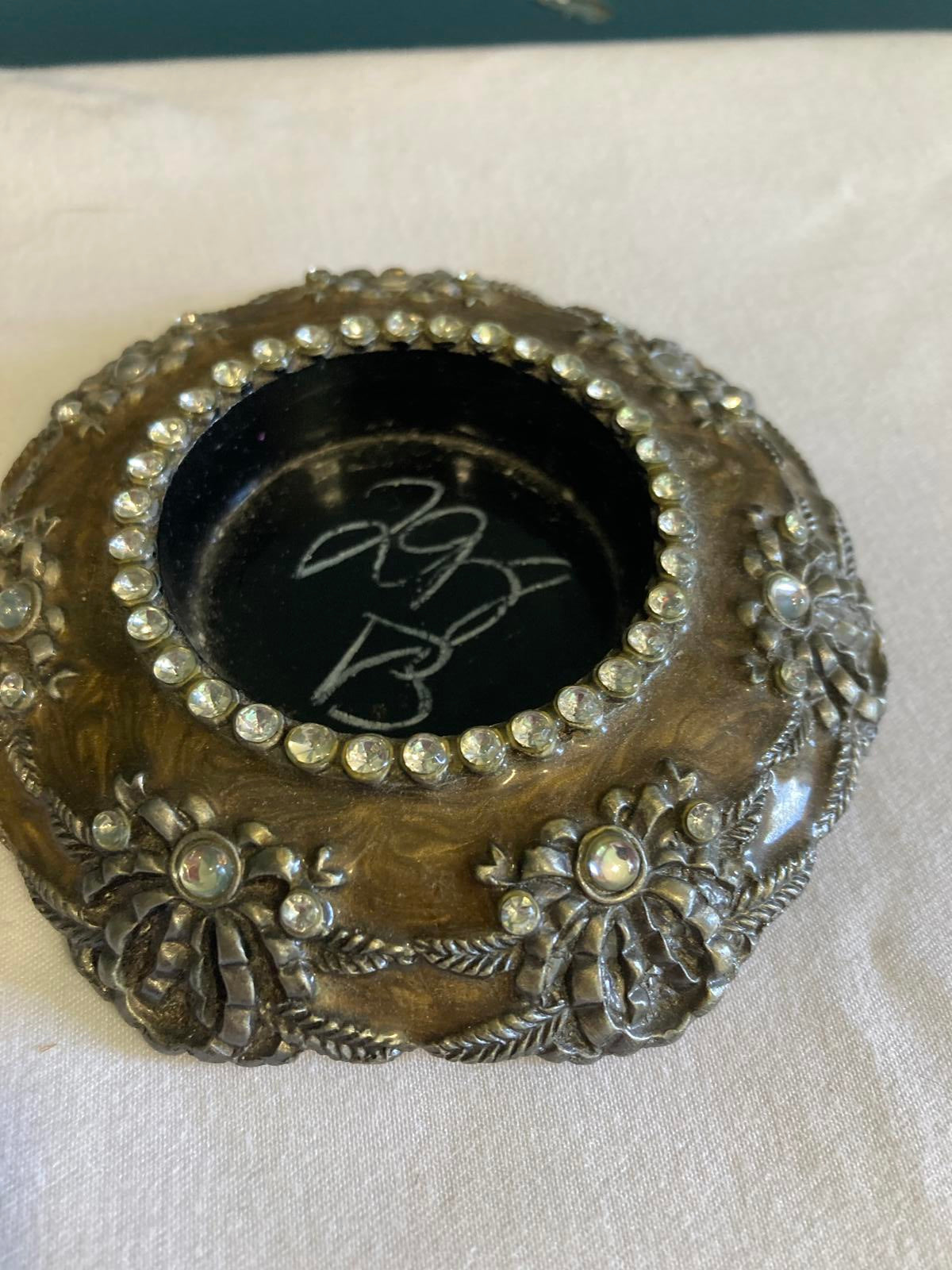 Vintage Rhinestone Encrusted Metal Candle Holders – Ornate Victorian-Style Pair