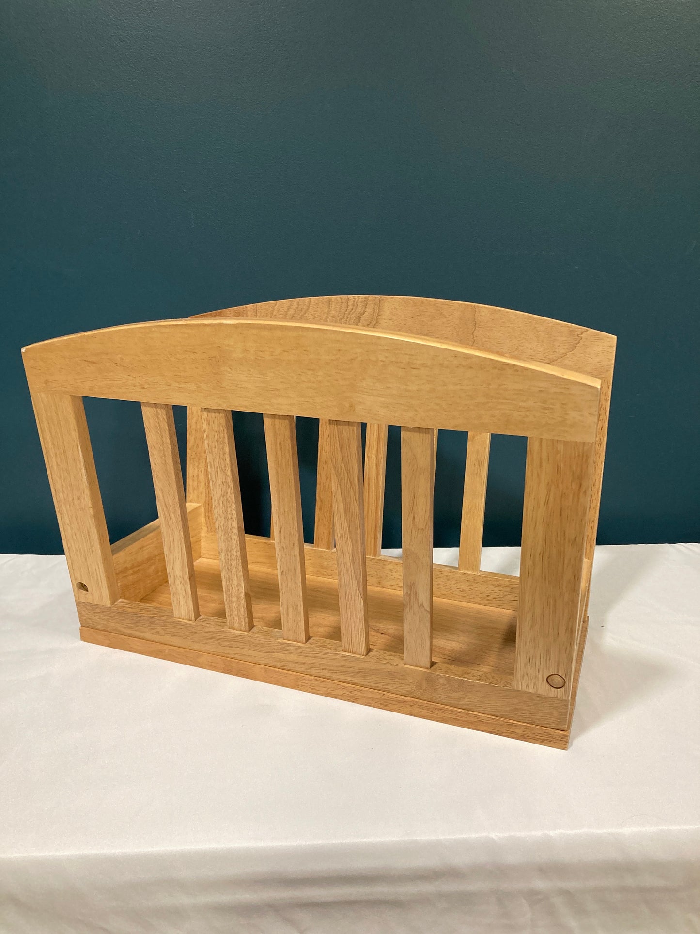 Vintage Solid Oak Blonde Wood Magazine Rack
