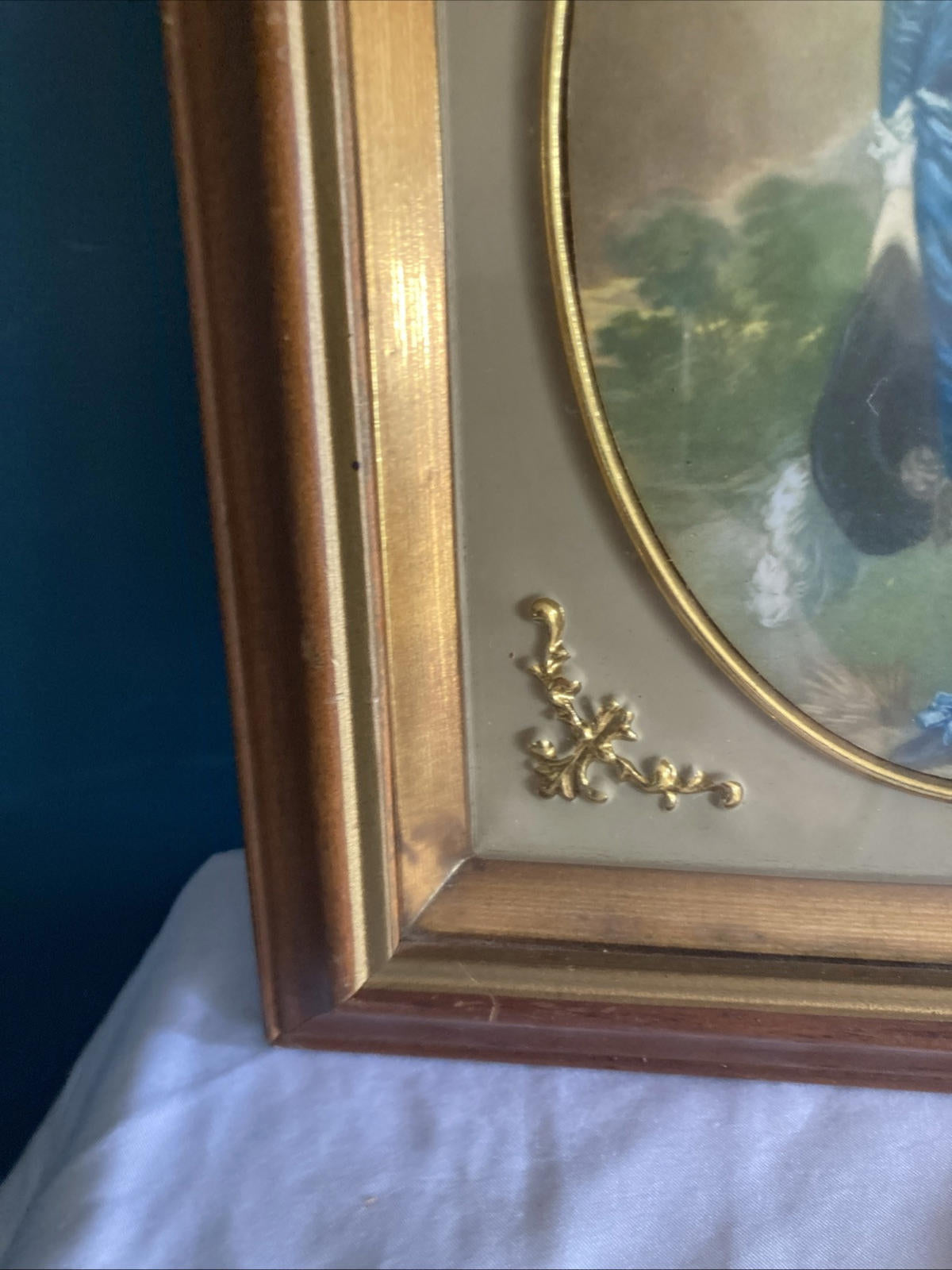 BLUE BOY Vintage Turner Wall Accessory Wood Frame Gold Accents 8” X 10”