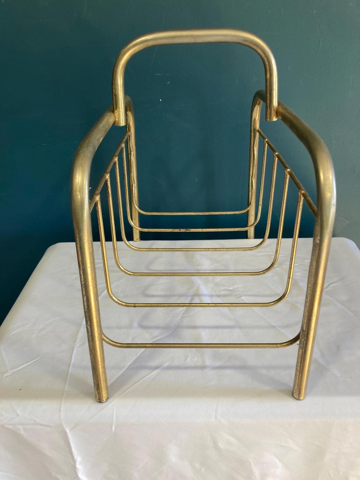 Vintage Brass Finish Small Magazine Rack