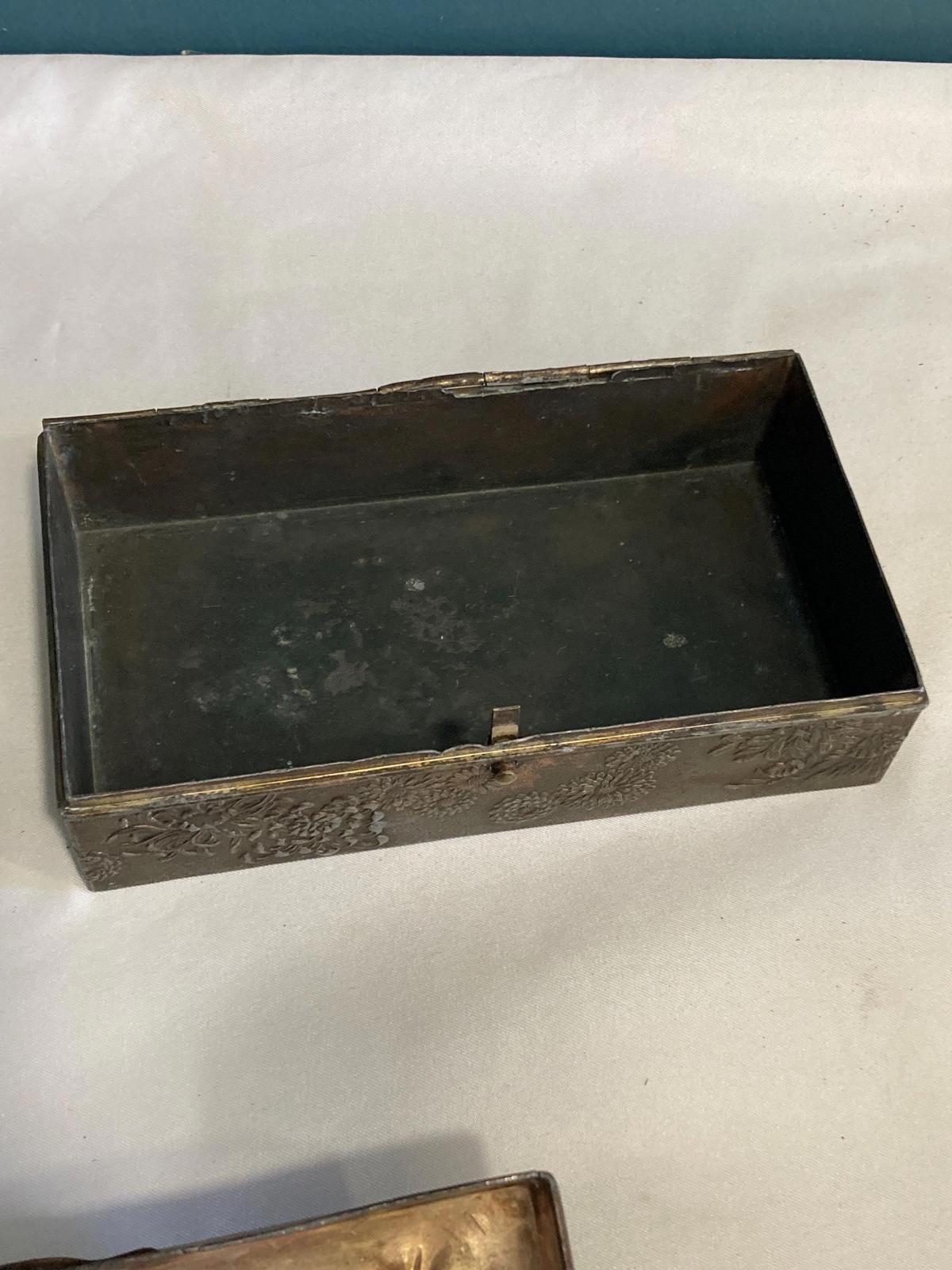 Antique Japanese Copper Box with Ornate Dragon Lid