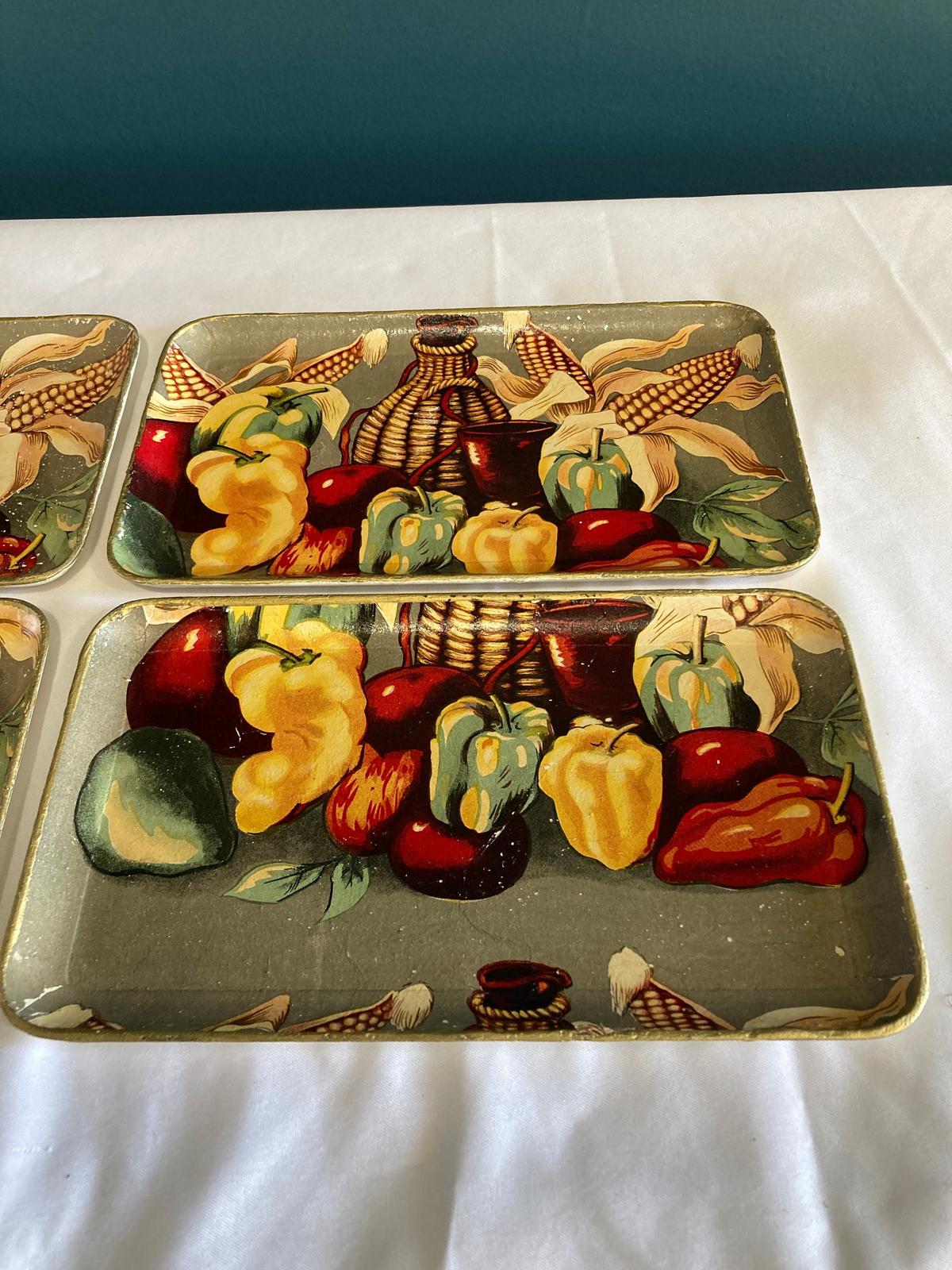 Vintage Japanese Hand Painted Resin Trays – Set of 4