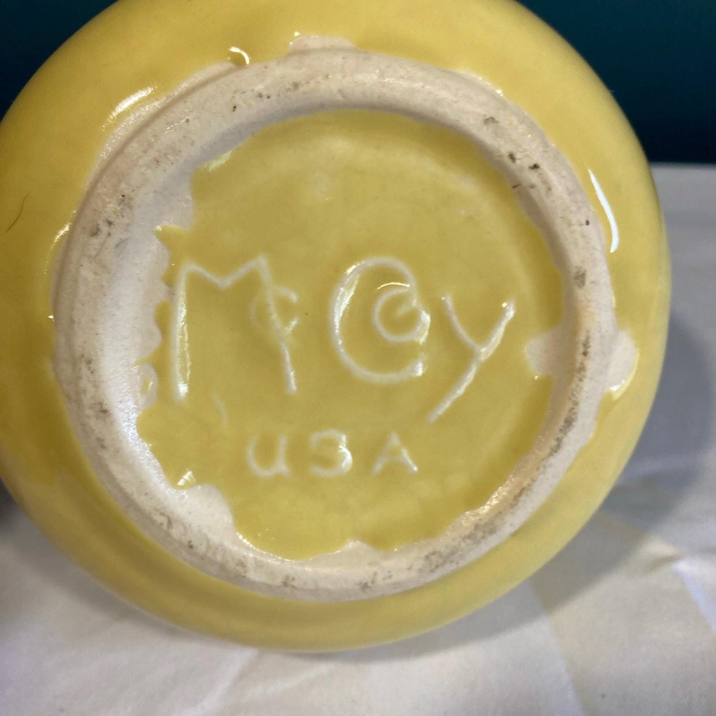 Vintage McCoy Pottery Yellow Bowl with Handle