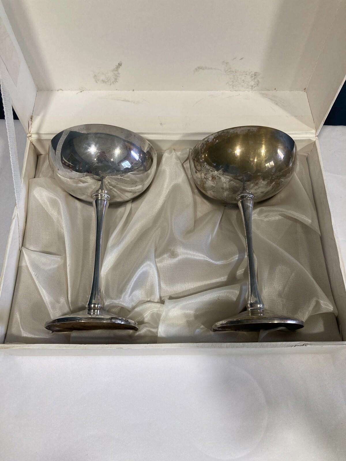 Set of 2 Leonard Italy Silver-Plated Goblets – Vintage Italian Chalices