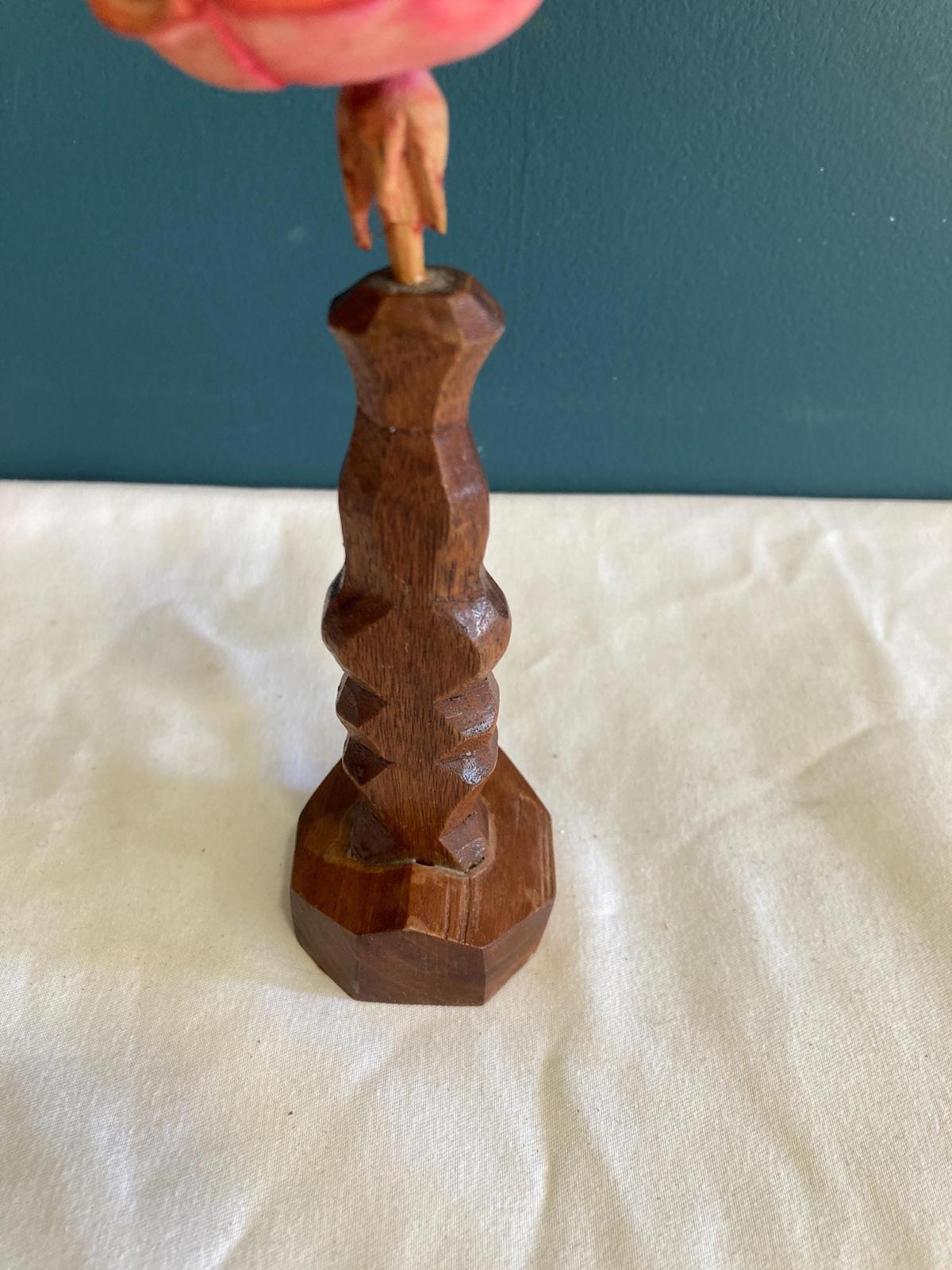 Hand Carved Pink Wood Rose