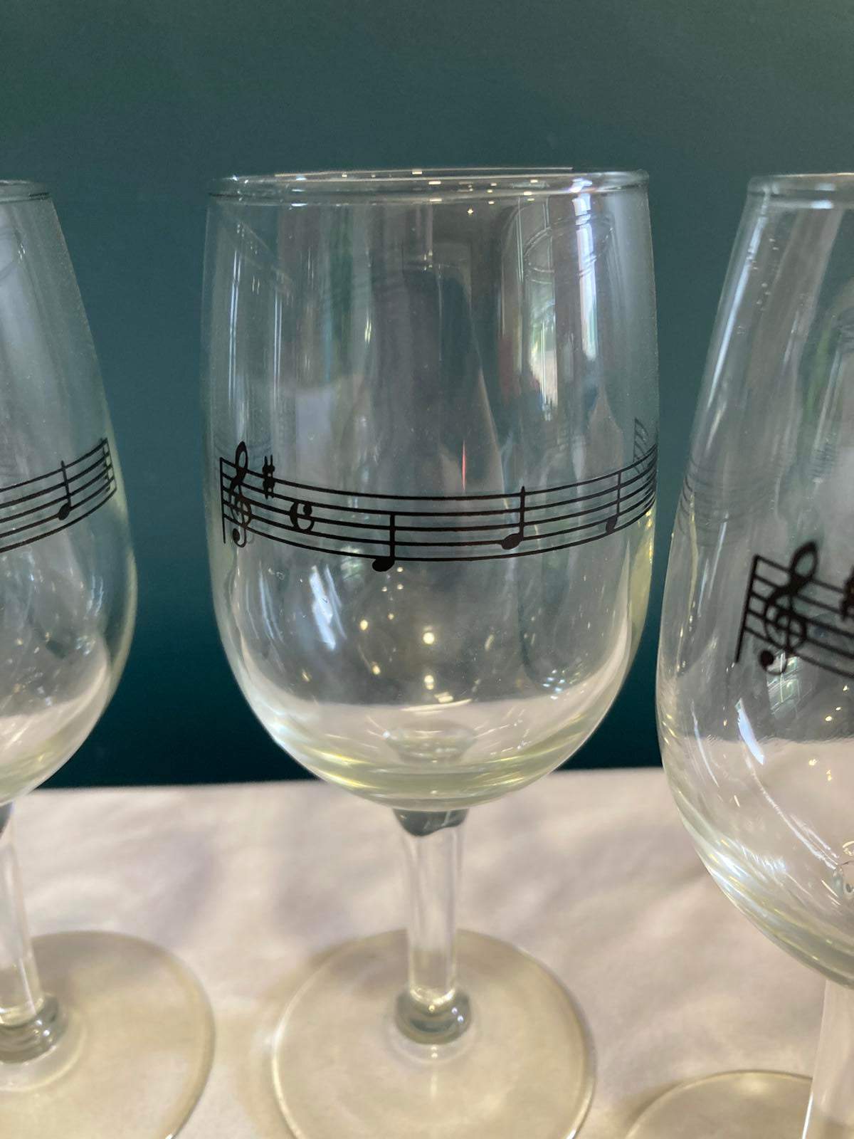 Vintage Musical Note Wine Glasses