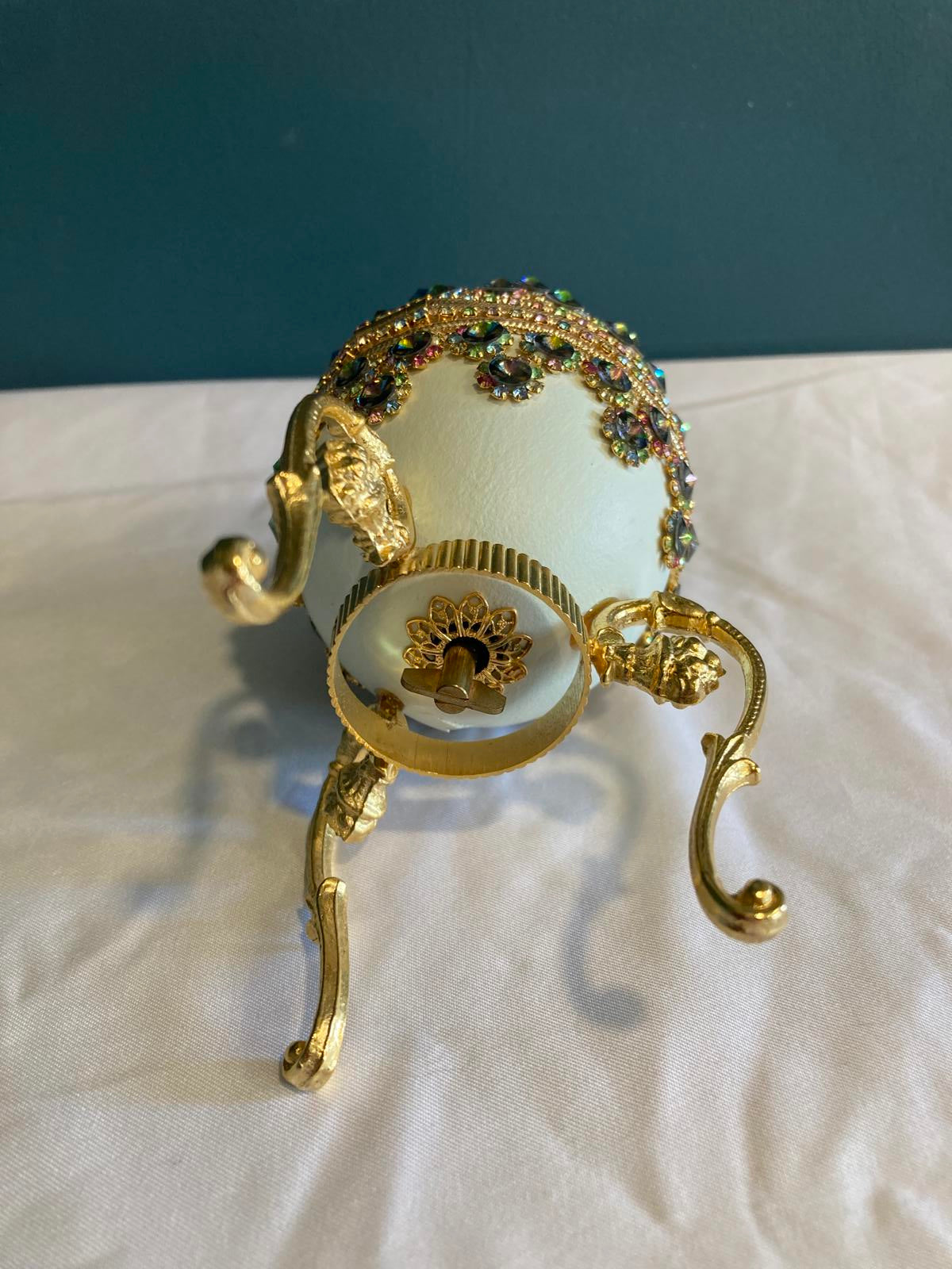 Jeweled Egg Music Box with Stand – Fabergé Style – Plays “Für Elise”