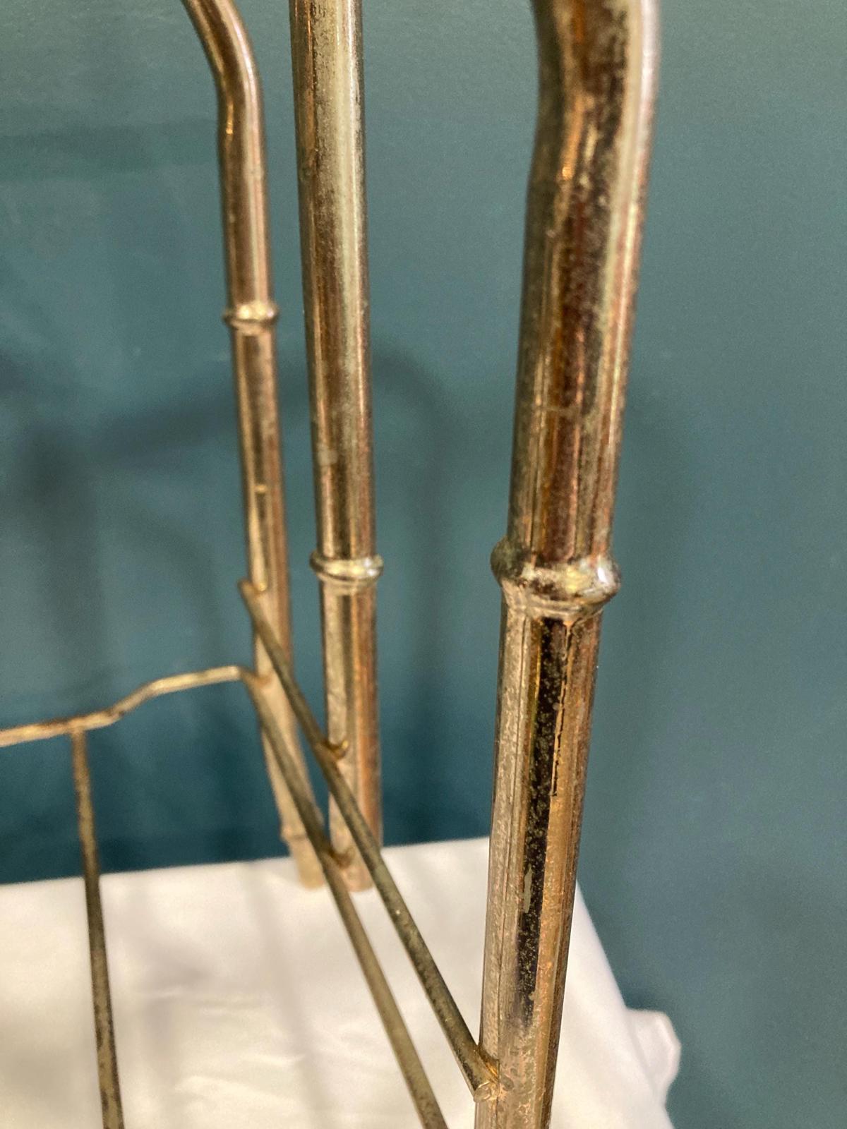 Vintage Faux Bamboo Brass Double Sided Magazine Rack