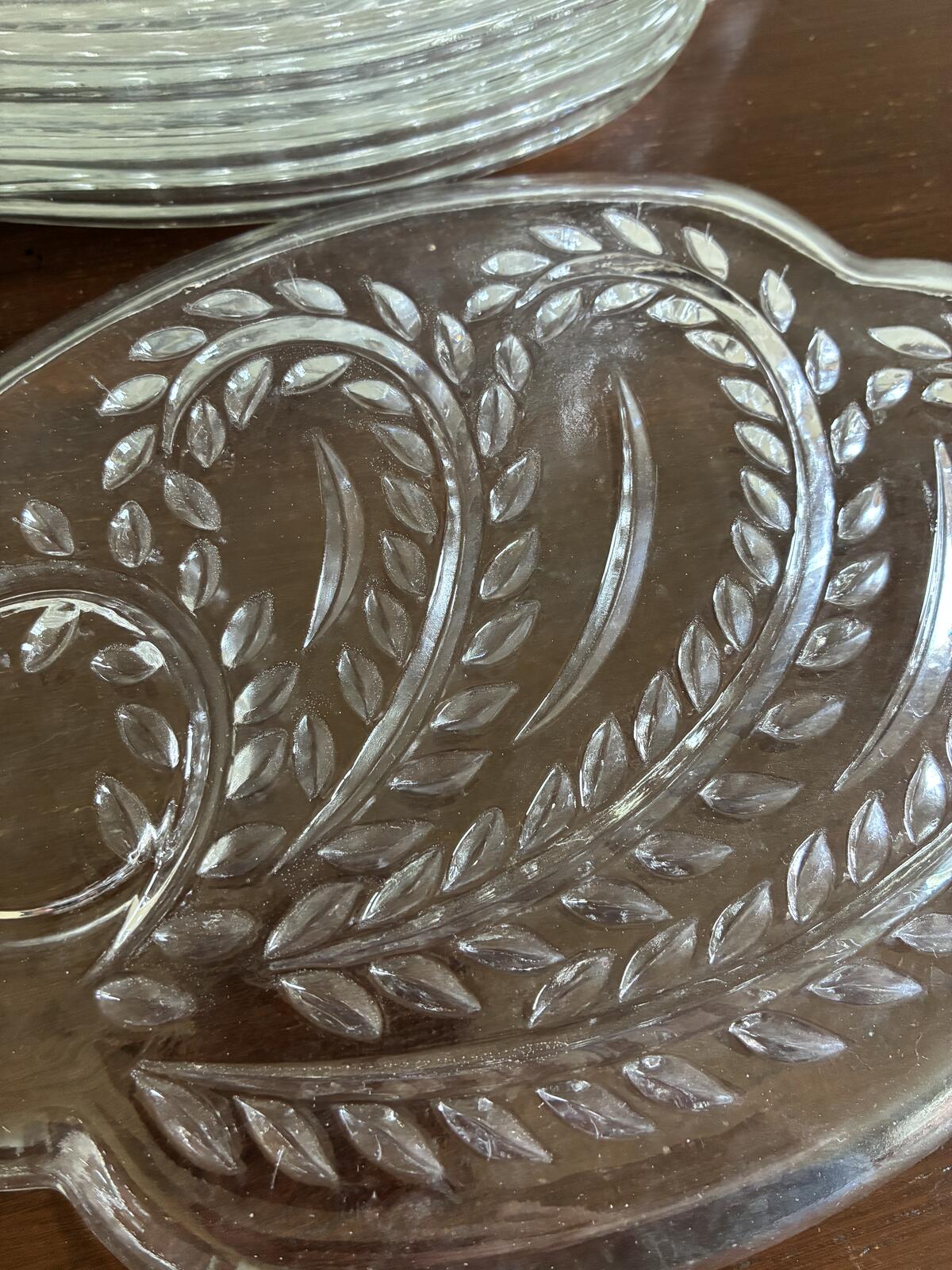 Vintage Federal Glass Homestead Set of 14 Plates-Clear Pressed Glass Rope Border