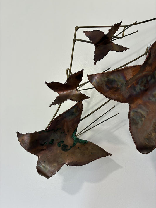 Vintage Copper Butterfly Wall Sculpture | Mid Century Modern Metal Wall Art