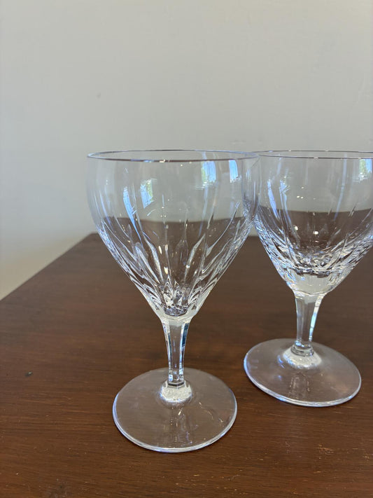 4 Vintage Josair Crystal Wine Glasses Cut Elegant Crystal Stemware Goblets