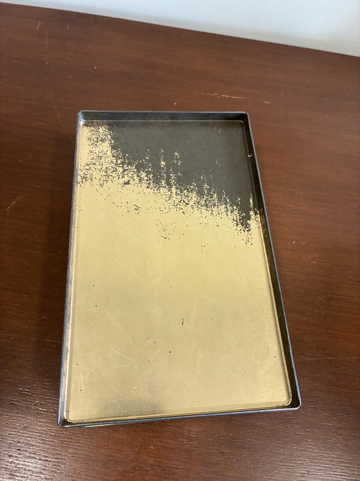Vintage Gold Metal Hinged Box with Nautical Ship, Art Deco Storage Tin