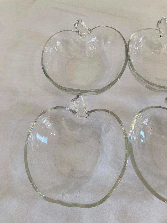 Set of 6 Vintage Anchor Hocking Clear Glass Apple Bowls | Mid Century Dishes