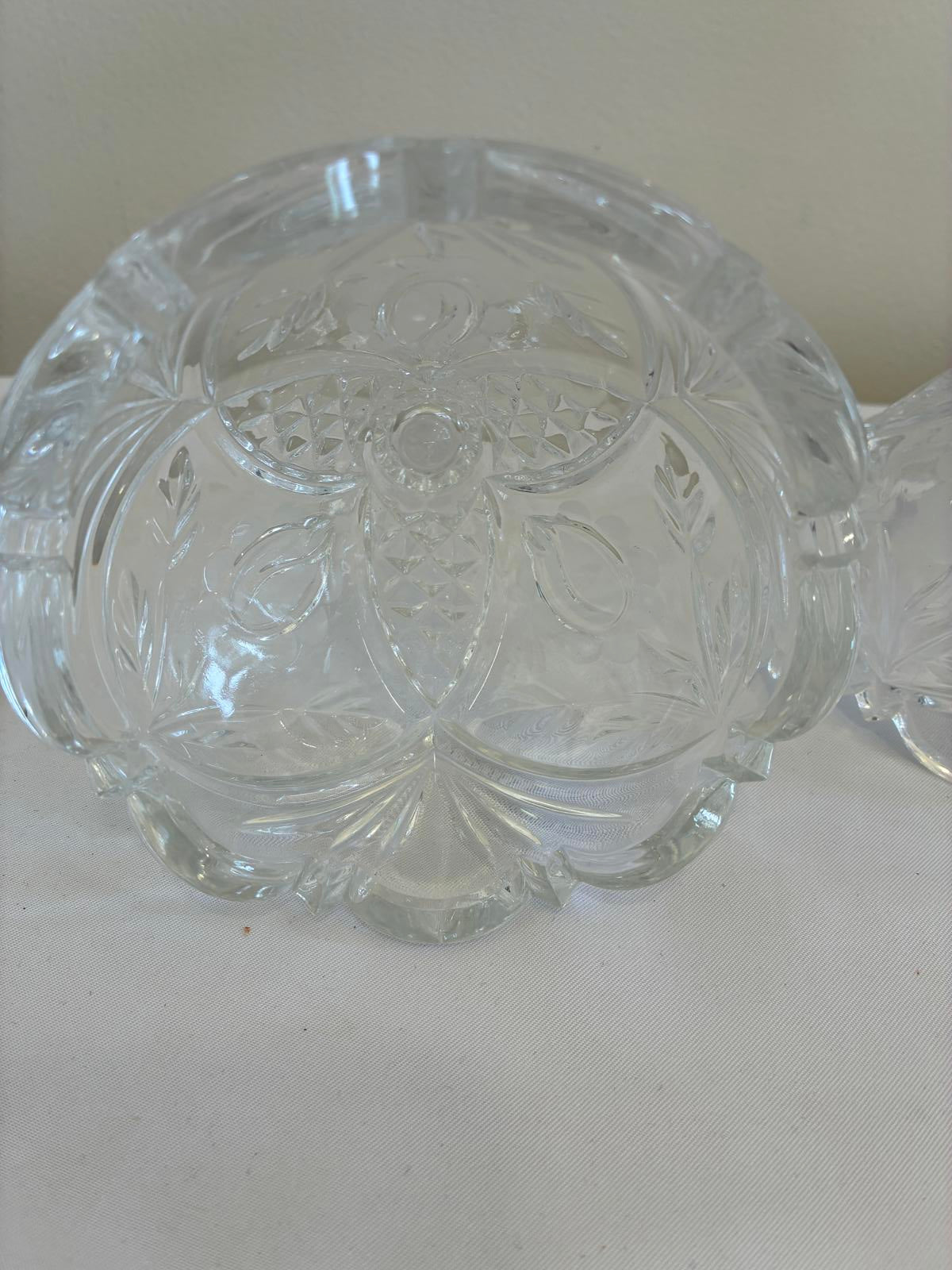 Vintage Cut Glass Candlesticks Pair Clear Crystal Style