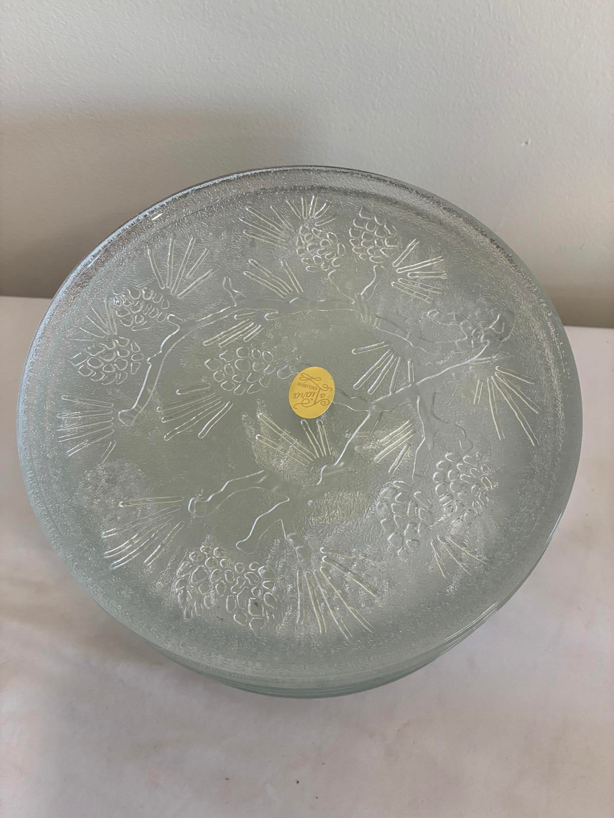 Vintage Tiara Ponderosa Pine 8” Salad Plates, Pressed Glass Plates Set of 12