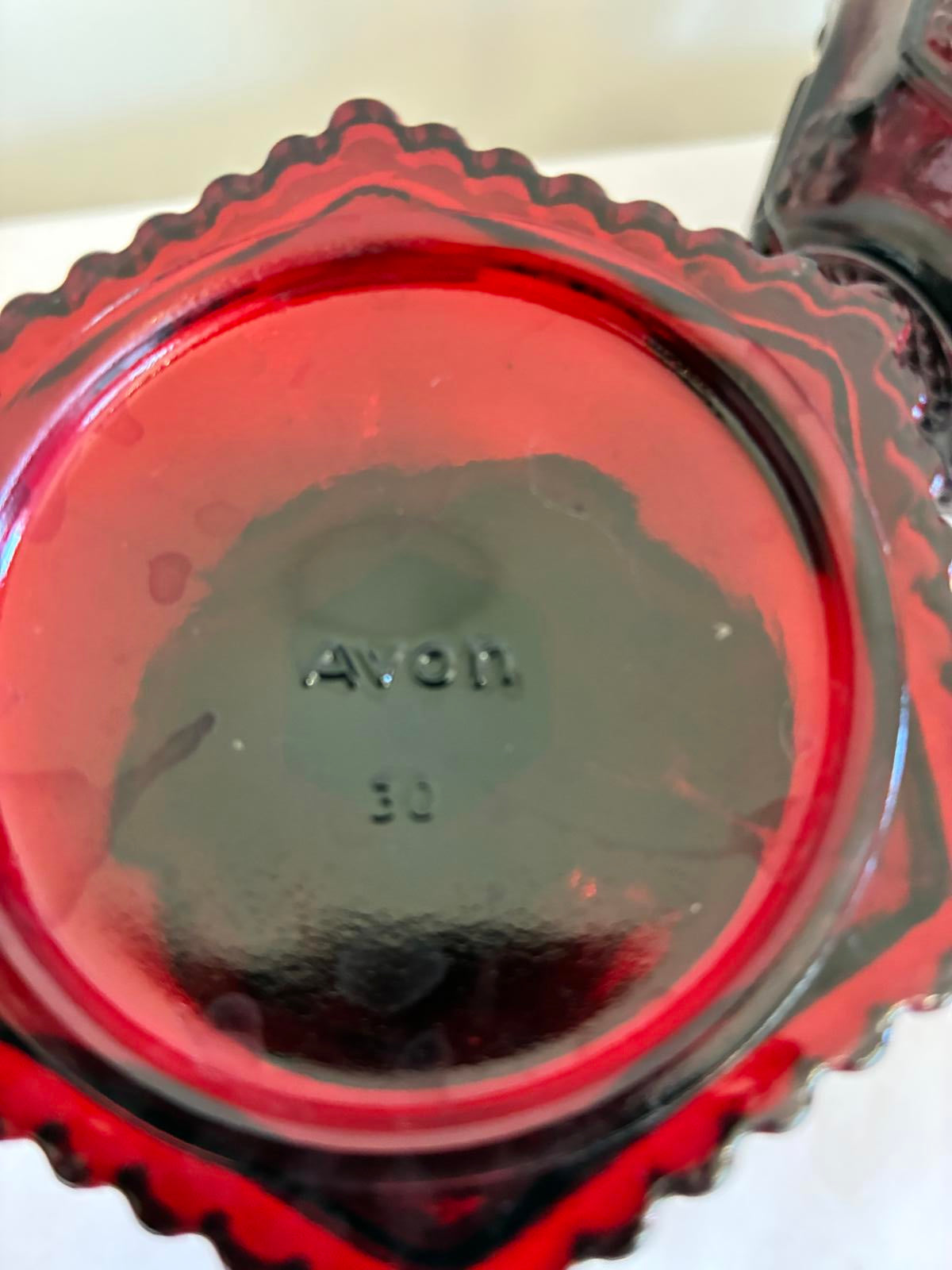 Avon Cape Cod Ruby Red Decanter and Goblets Set Vintage Red Glass Barware