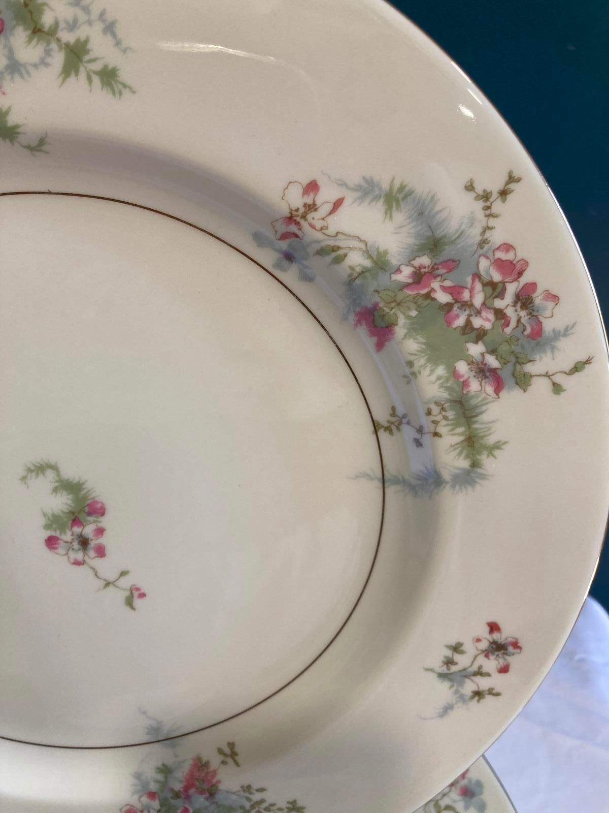 Mid-Century Theodore Haviland Dinner Plates–“Apple Blossom” Floral, Set of 12