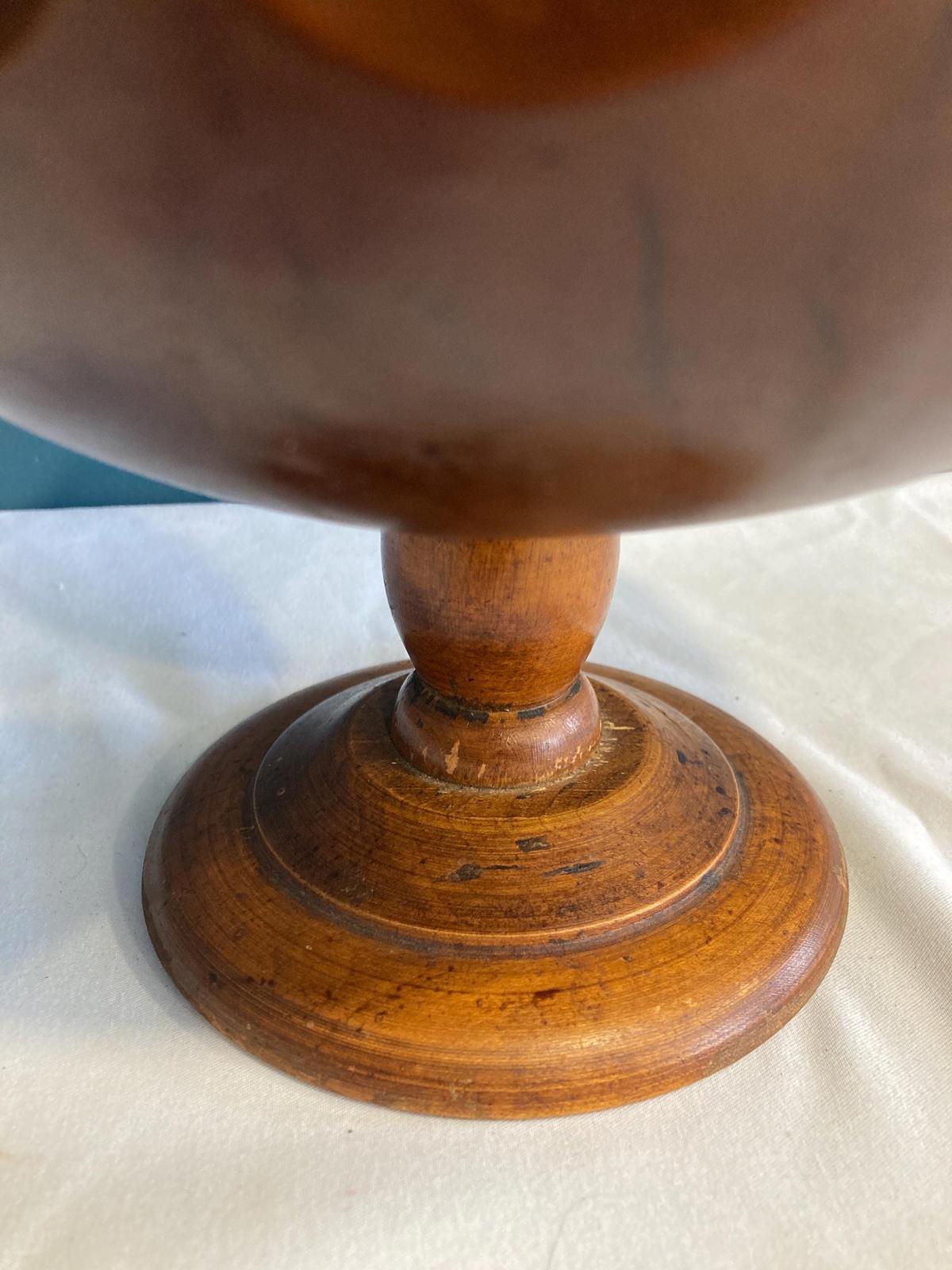 Midcentury Modern Solid Cherry Pedestal Bowl by Woodcraftery