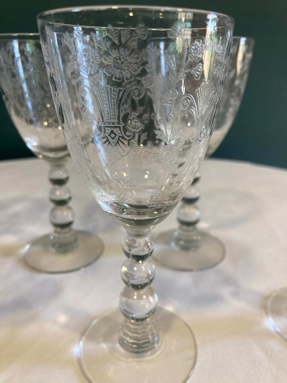Vintage Duncan Miller First Love Etched Crystal Wine Glasses – Set of 6