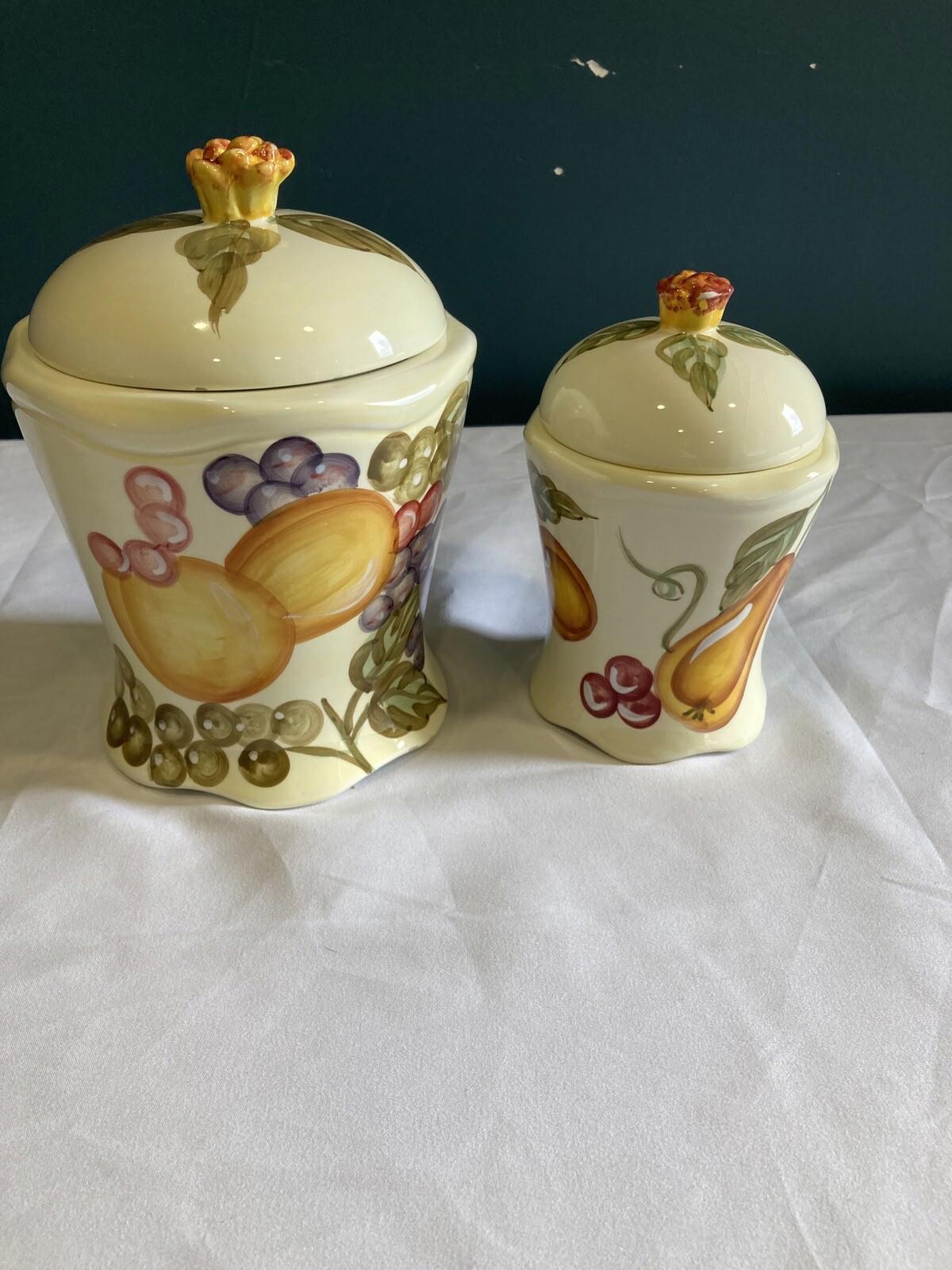 Vintage WCL Tuscan Fruit Canisters – Set of 2 Ceramic Kitchen Jars