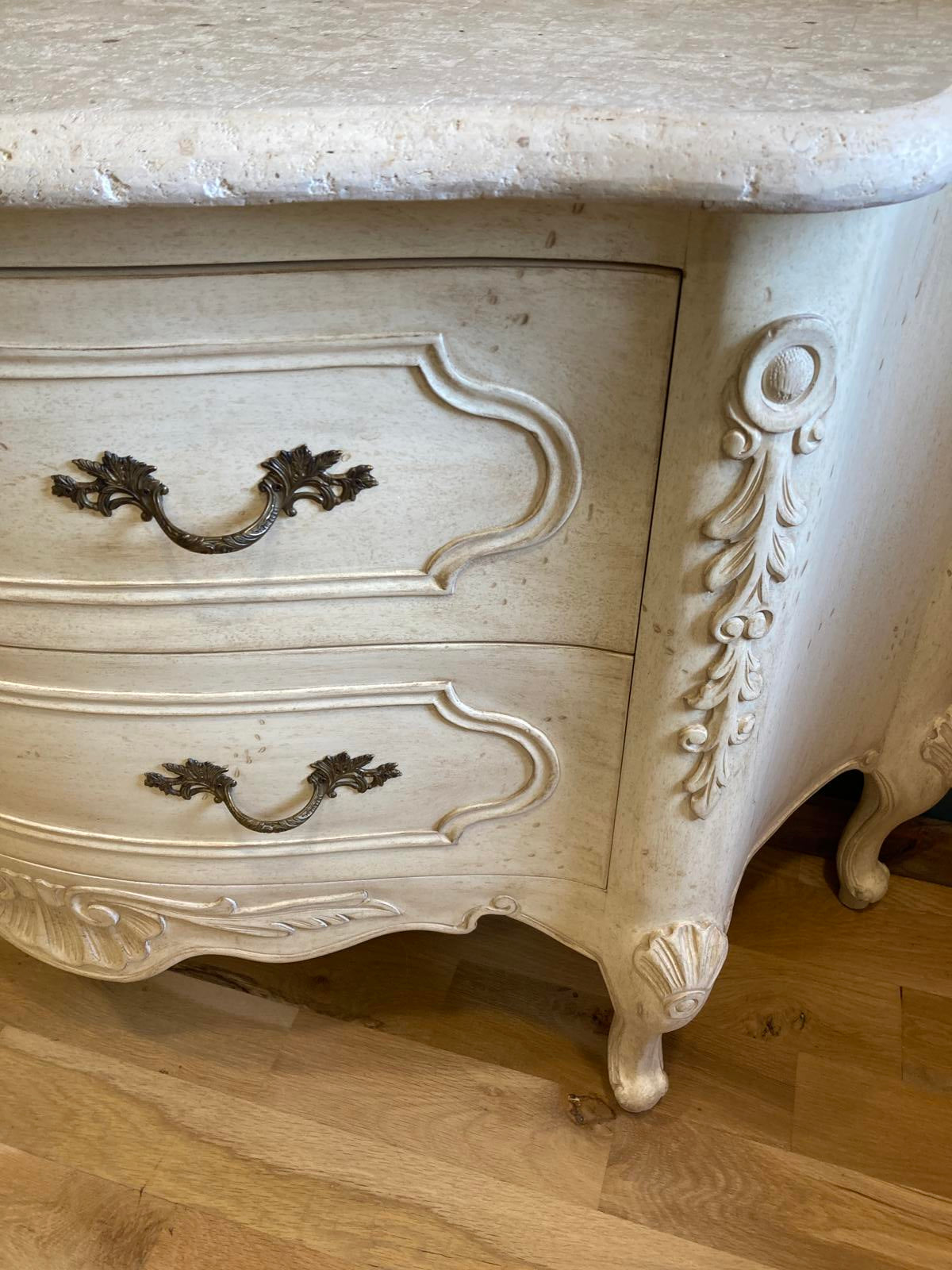 Antique Painted French Style Dresser – Elegant Curved Front Vintage Finds Chest