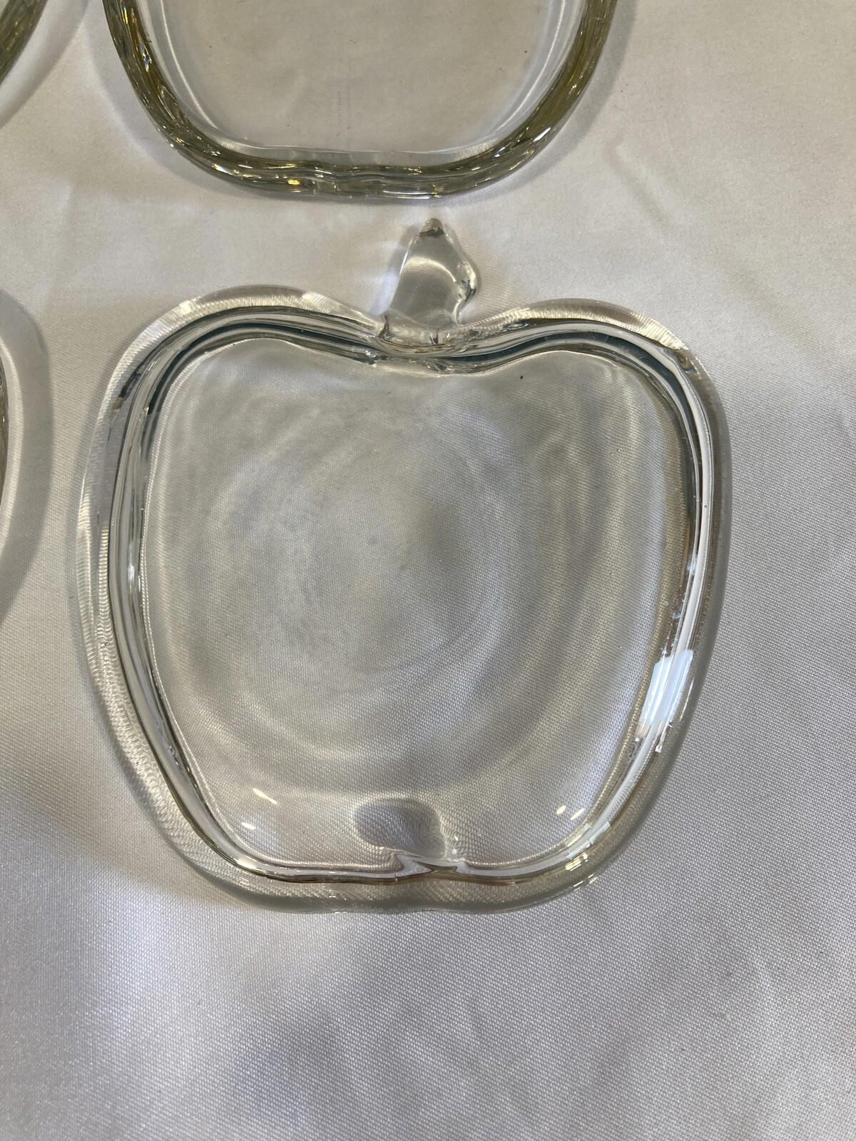 Vintage Mid-Century Clear Glass Apple Coaster or Ashtray Set of 7