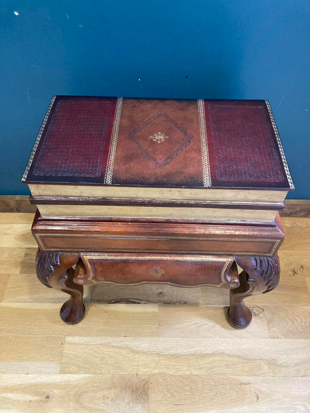 Maitland-Smith Faux Book Chest Side Table With Cabriole Legs