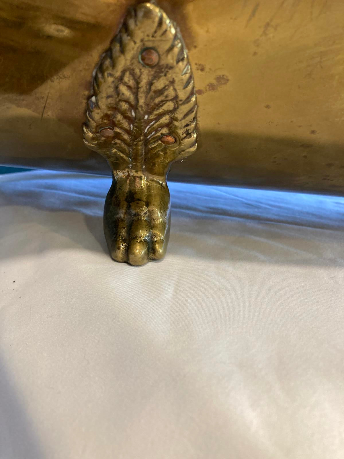 Brass Log Holder with Claw Feet and Handle