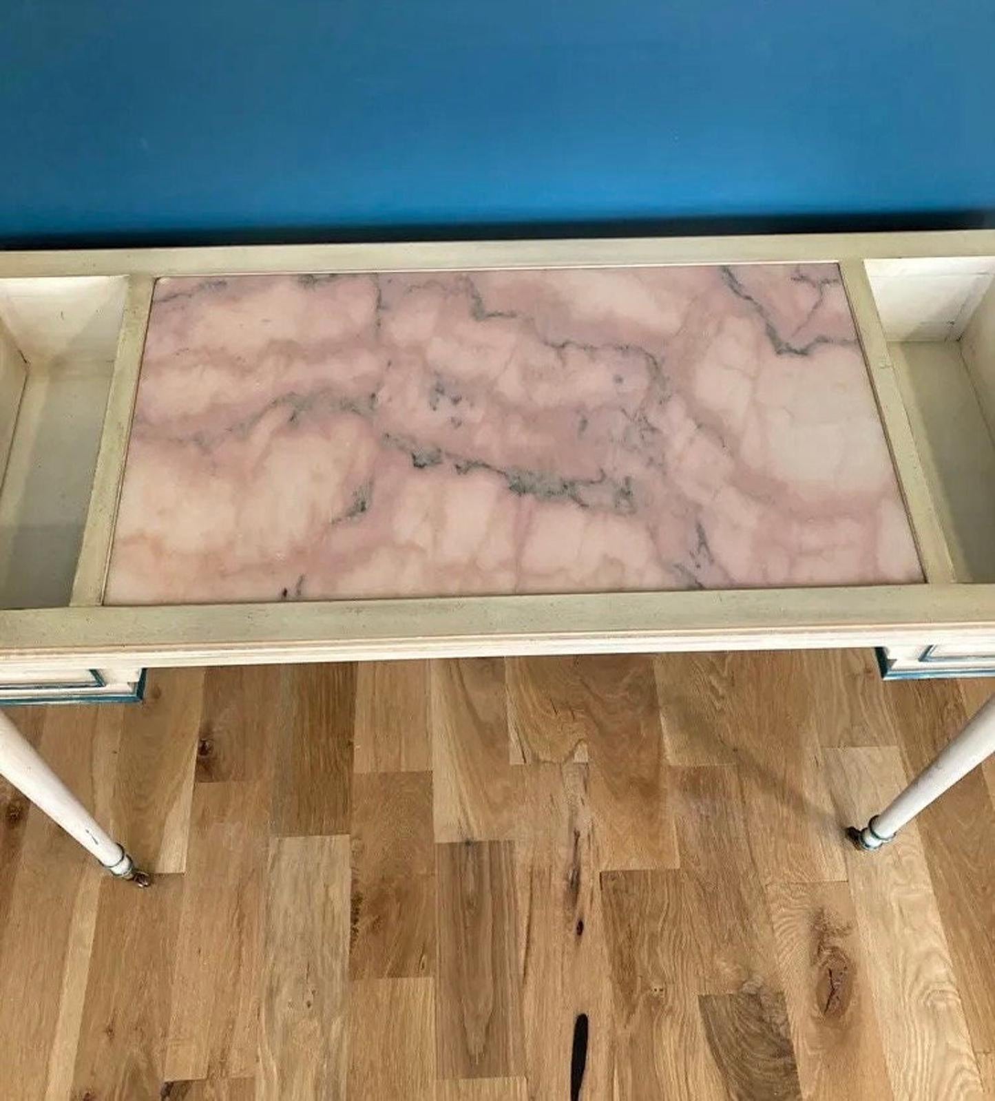 Early 20th Century Italian Pink Marble Topped Vanity or Desk