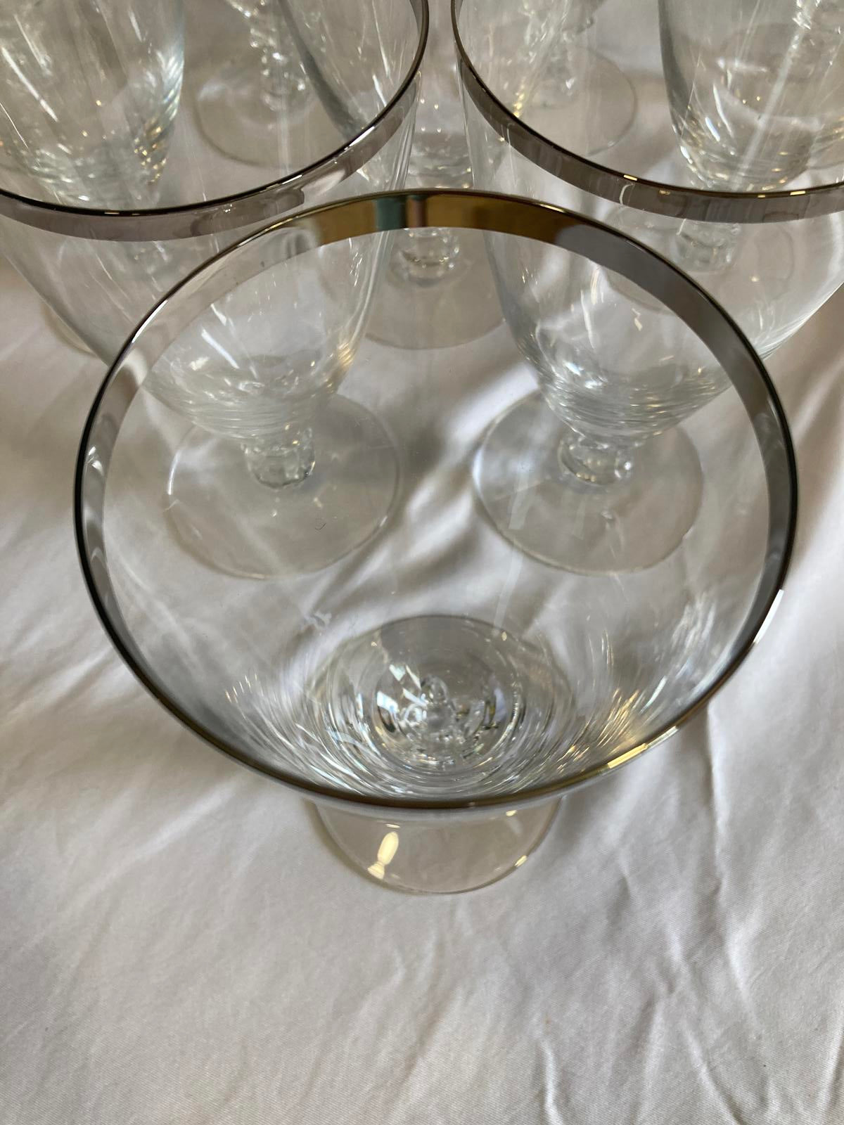 Vintage Fostoria “Wedding Ring” Platinum Rim Glasses – Set of 10