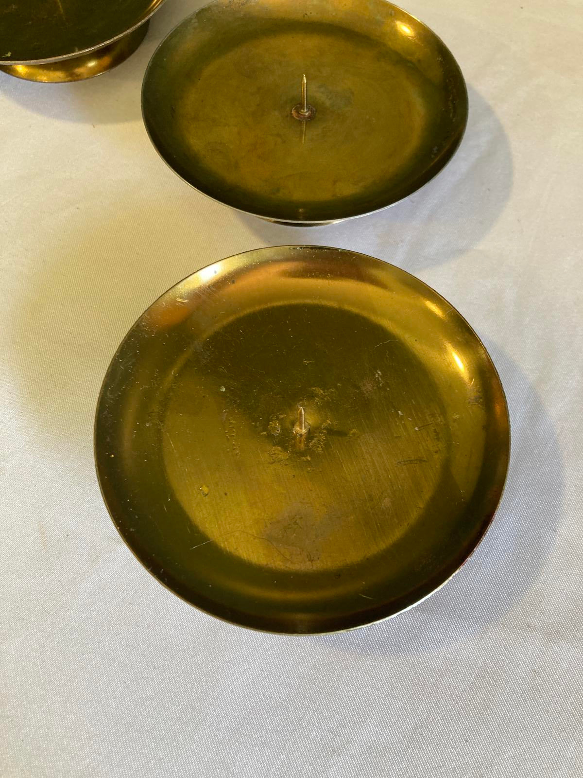 Set of 4 Vintage Brass Low Footed Plate Candle Holders Made in West Germany