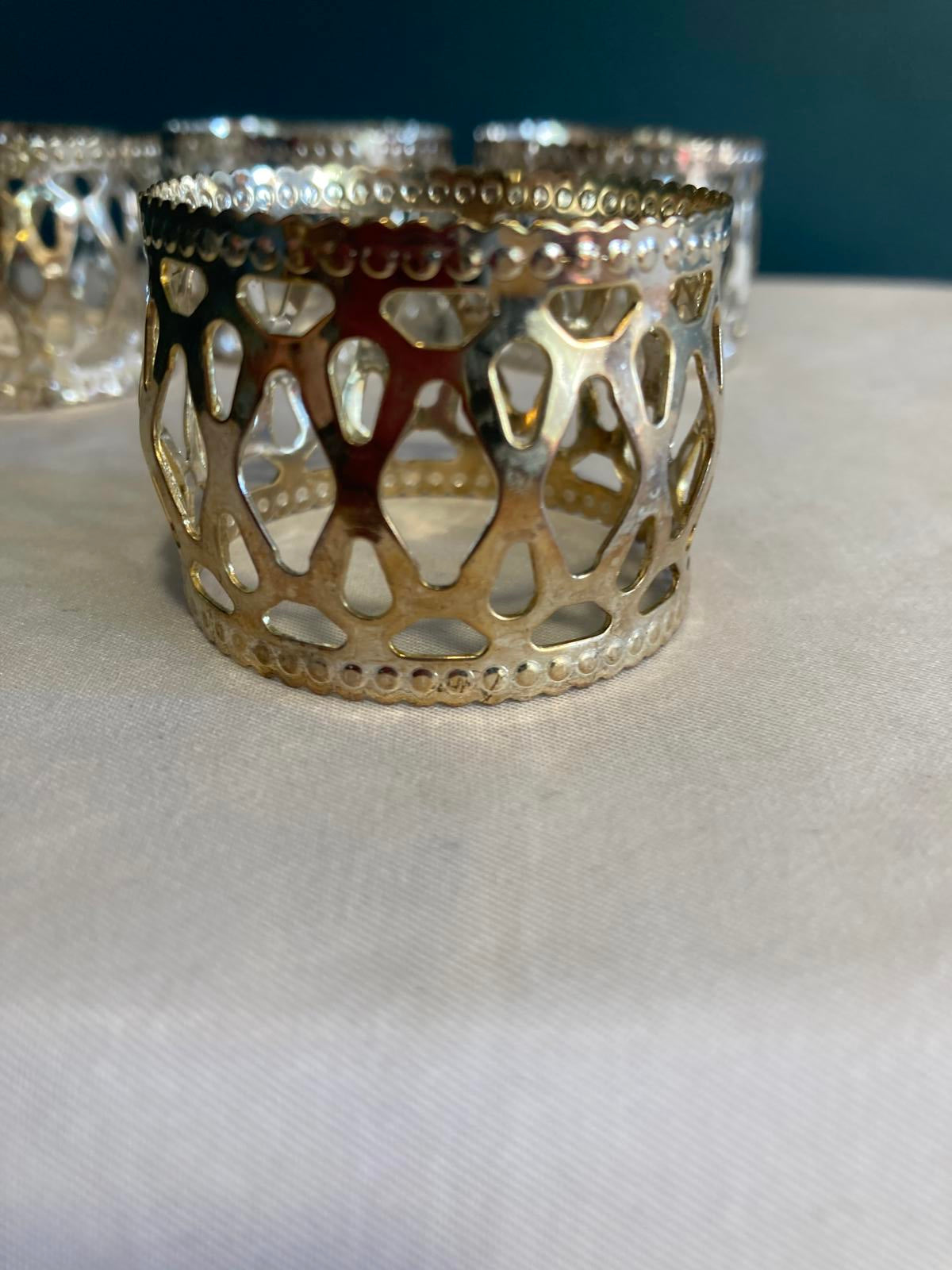 Vintage Silverplate Openwork Filigree Napkin Rings Set of 4