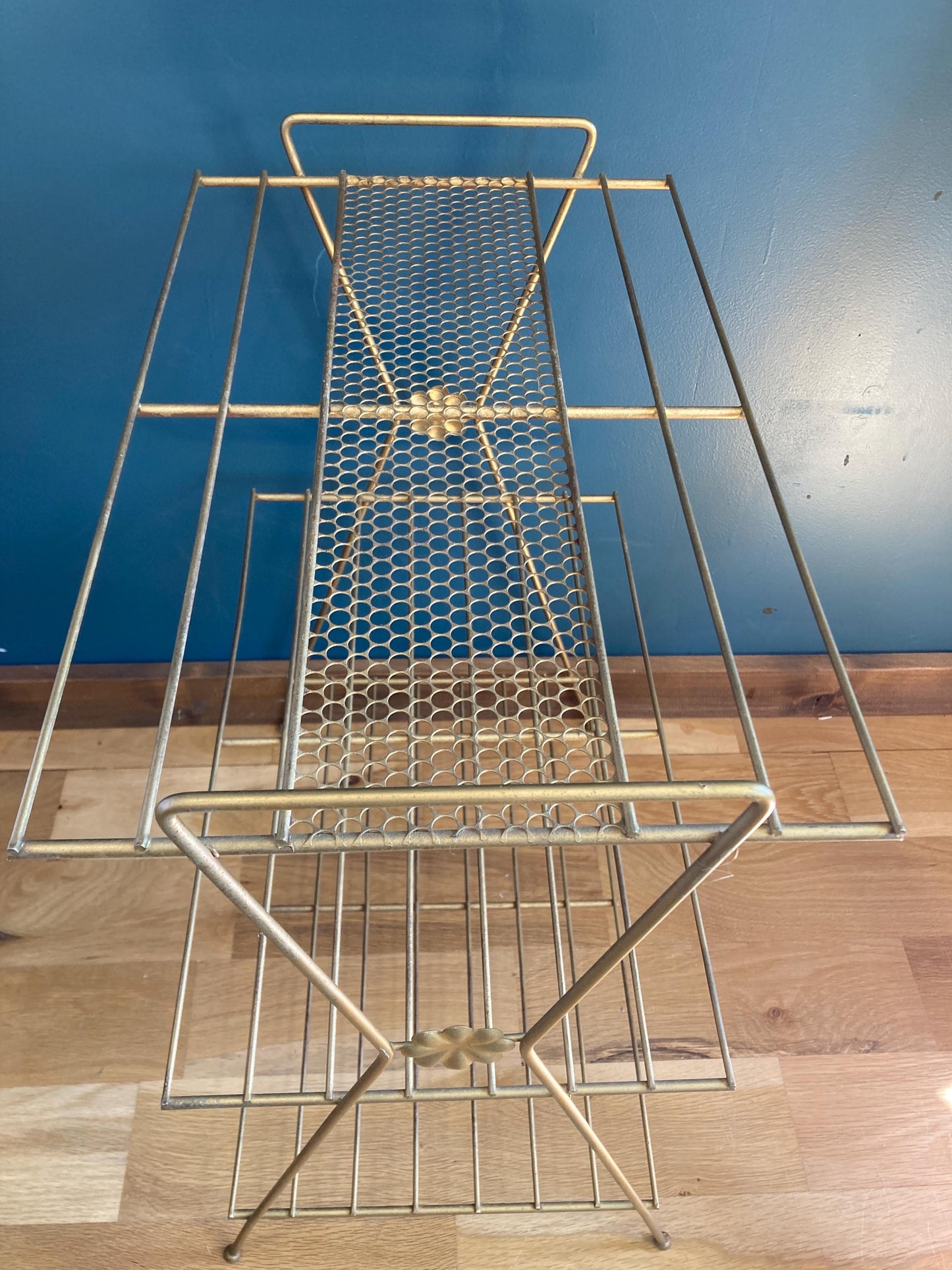 Vintage Mid Century Modern Brass Finished Plant Stand Shelf