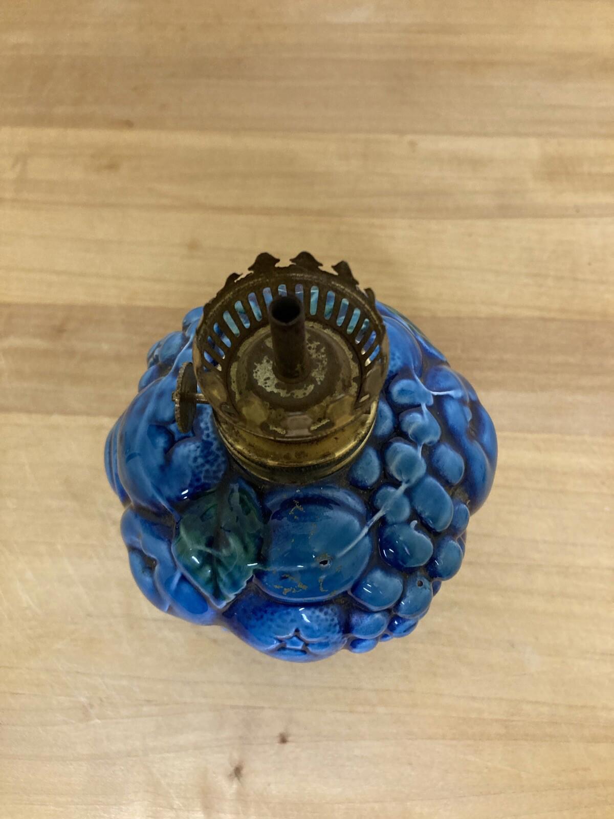 Inarco Mood Indigo Oil Lamp – Blue E-3267 with Green & Blue Fruit Design