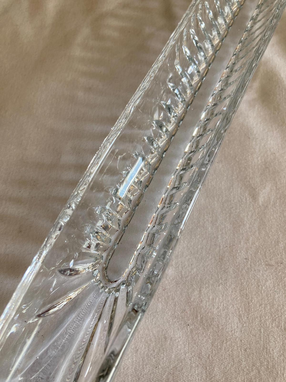 Midcentury Cut Glass Olive Dish 15.75”