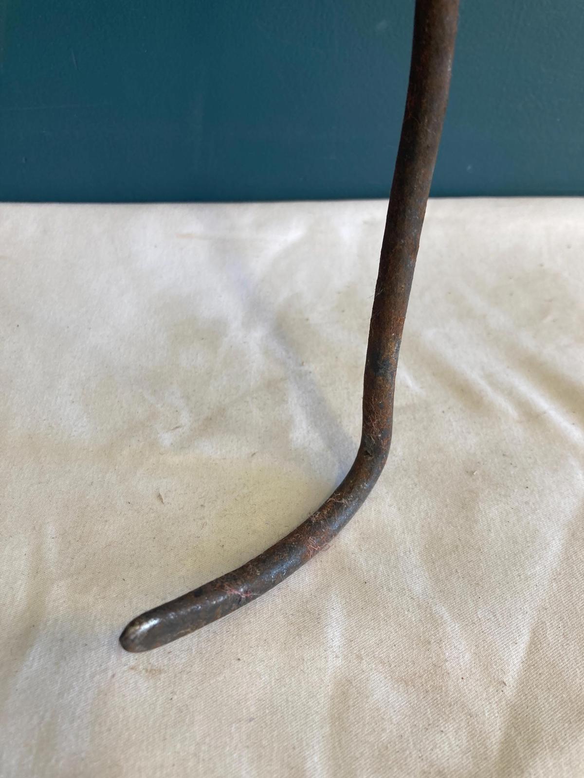 Antique Cast Iron Fireplace Poker Figural Man With Pot on Head