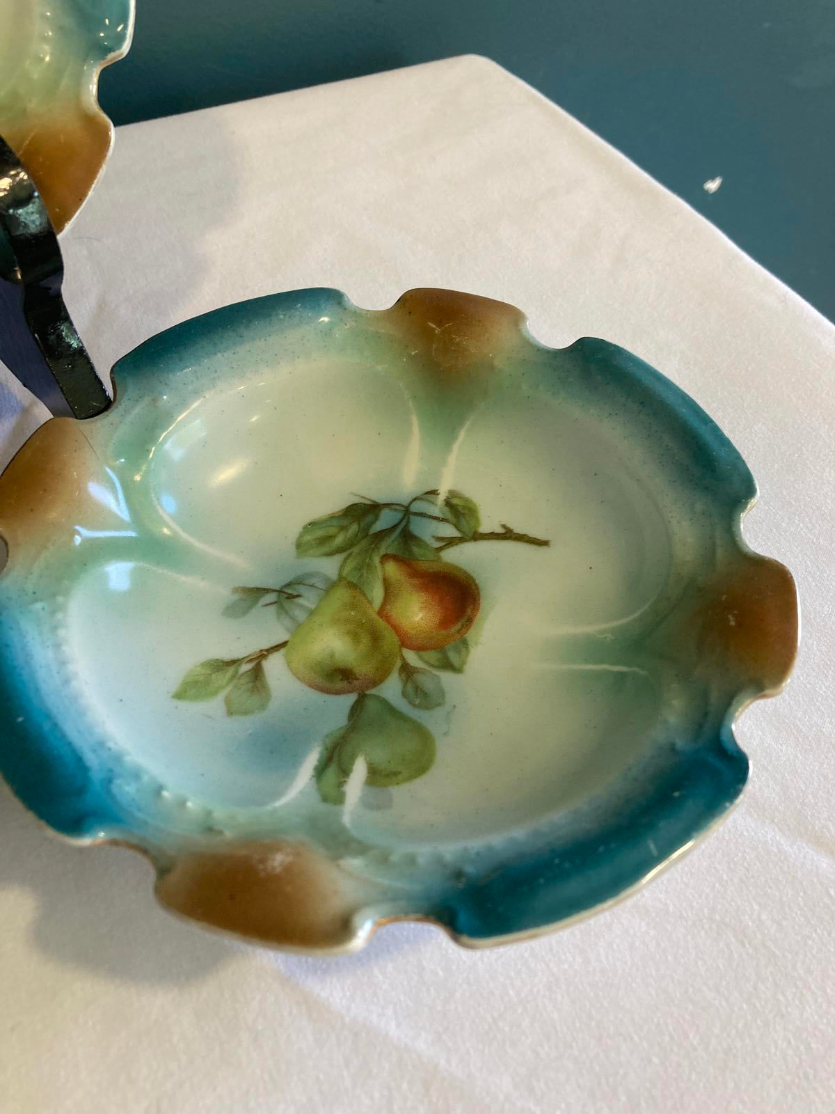 Set of 3 Antique Fruit Motif Porcelain Dishes – Hand Painted Bavaria