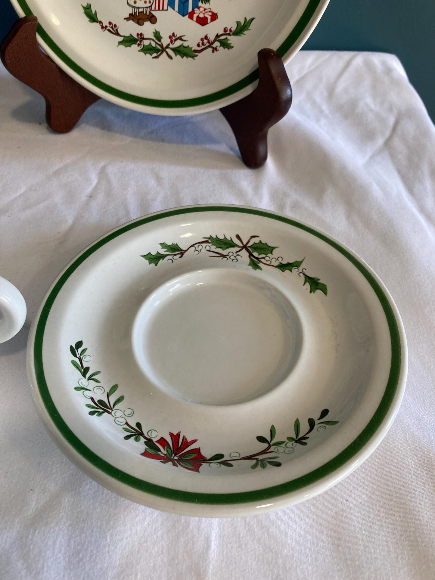 Vintage Montgomery Ward Christmas Tree Dish Holiday Table Ware. Choose From Cup, Saucer, Dessert Plate, Dinner Plate, Bowl, Replacement