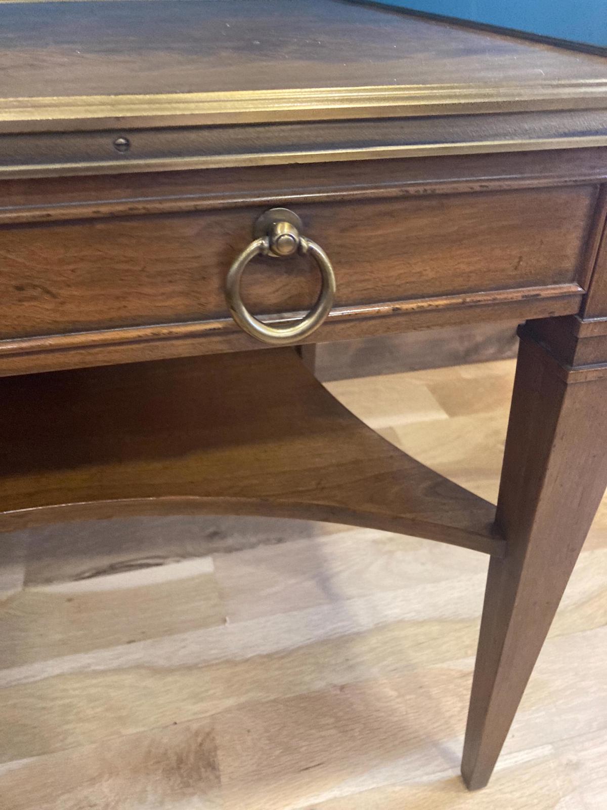 Vintage 1950s Baker Furniture Neoclassical Side Table W/Star Shelf & Brass Pulls