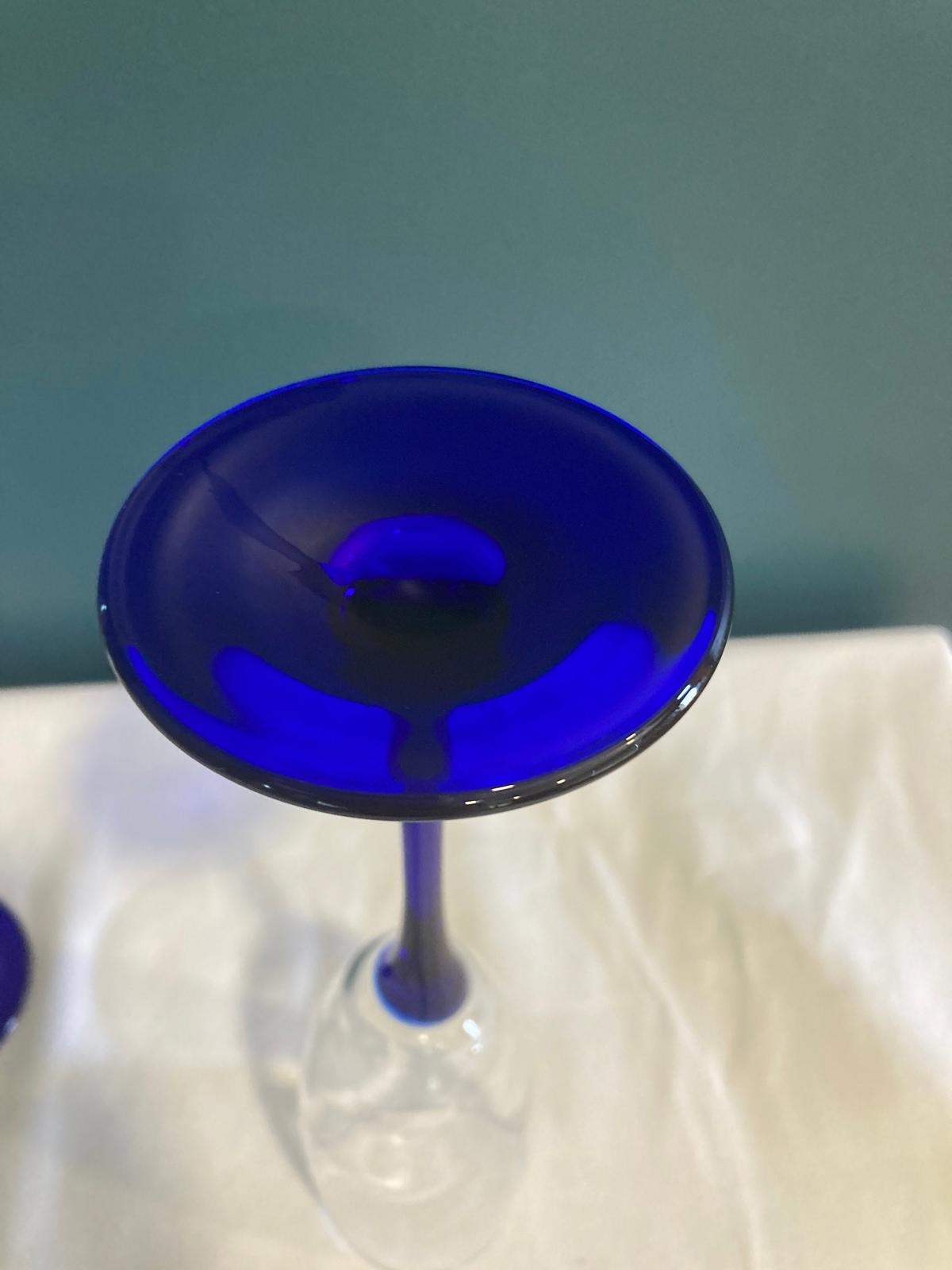 Vintage Cobalt Blue Champagne Glasses, Set of 2