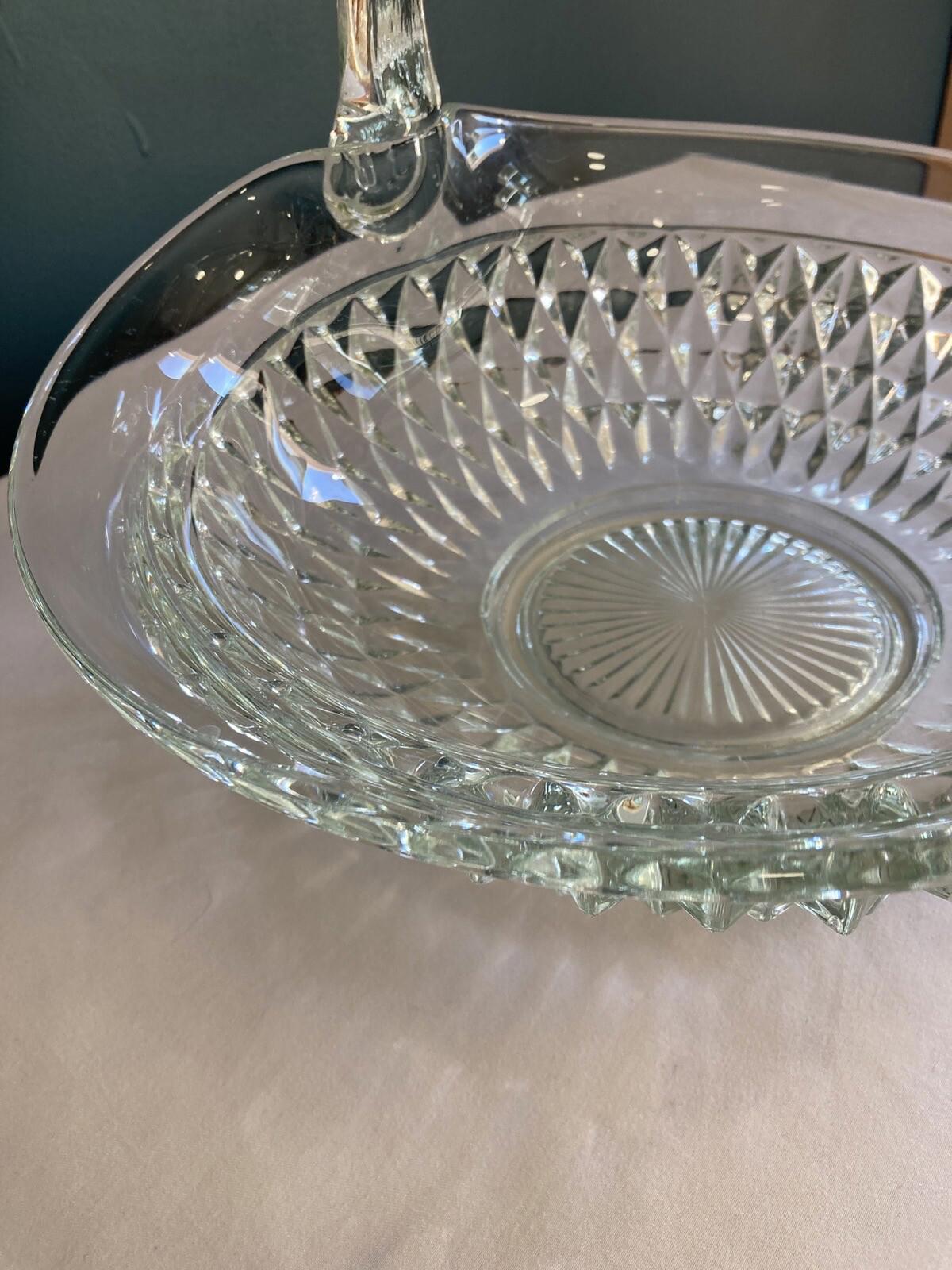 Vintage Indiana Glass Diamond Point Basket – Tiara Exclusive MCM