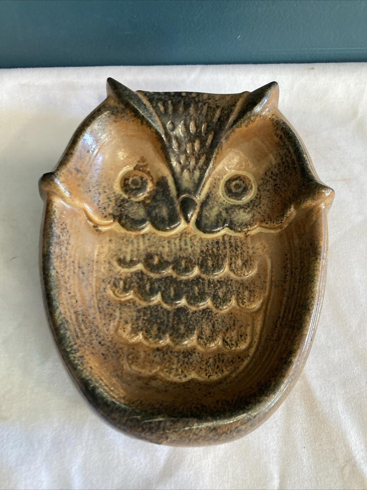 Vintage Ardco Japan Dallas Ceramic Pottery Owl Trinket Tray Dish Bowl