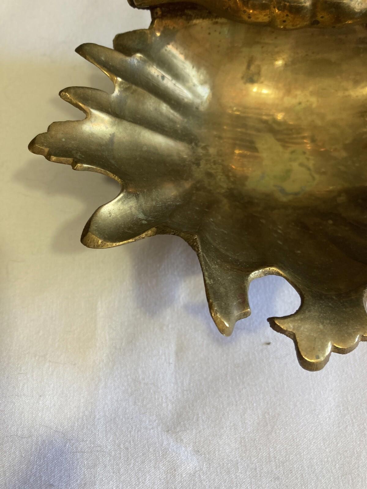 Vintage Brass Shell Ashtray or Trinket Dish– MCM Hollywood Regency